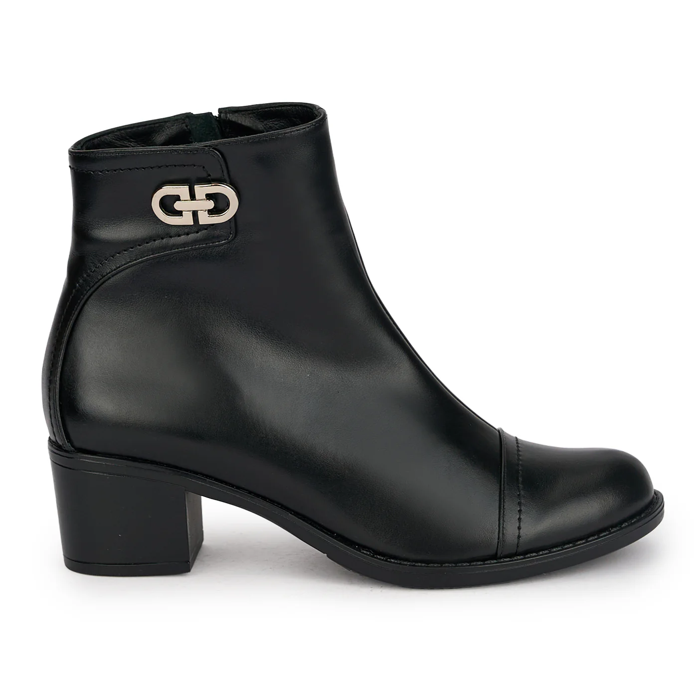 Botine dama din piele naturala neagra cu toc gros 5 cm 18940