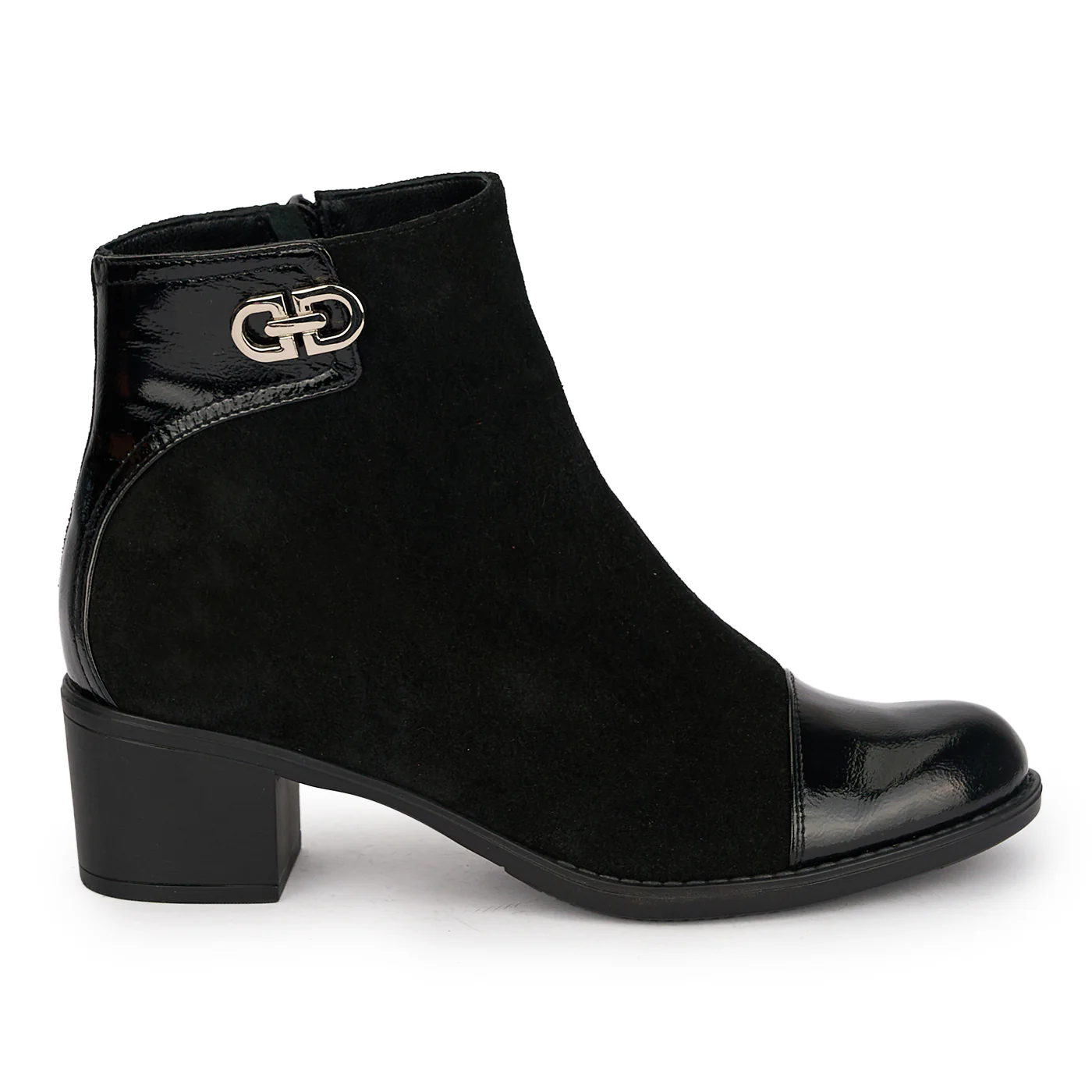 Botine dama din piele naturala neagra cu toc gros 5 cm 18941
