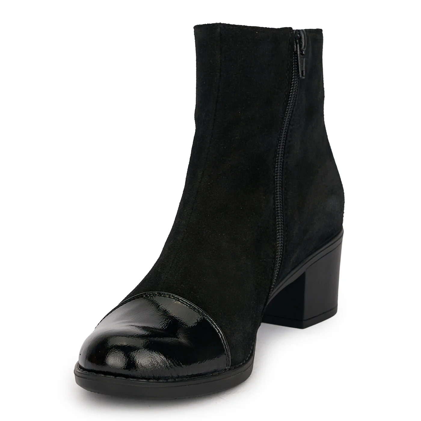 Botine dama din piele naturala neagra cu toc gros 5 cm 18941 - Image 3