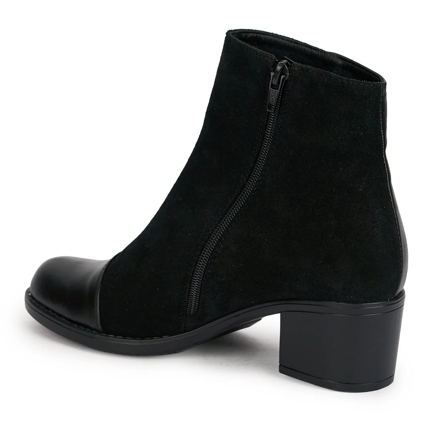 Botine dama din piele naturala neagra cu toc gros 5 cm 18942 - Image 2