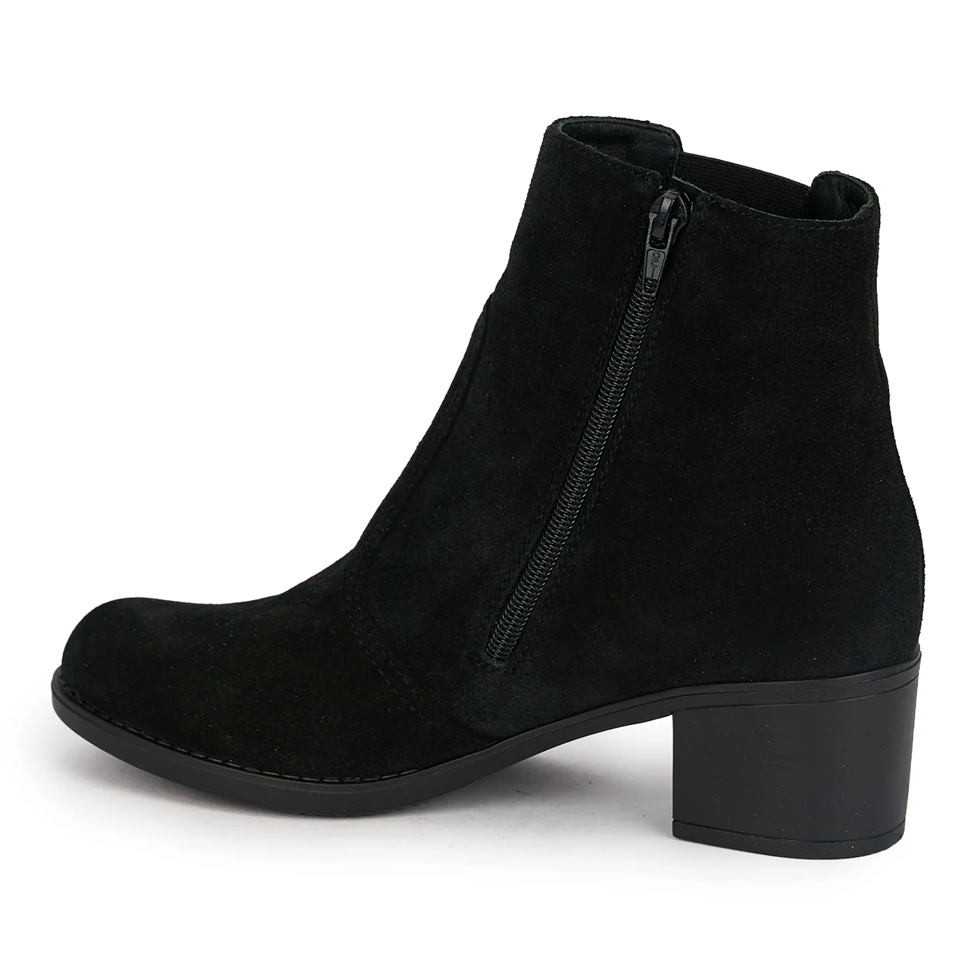Botine dama din piele naturala neagra cu toc gros 5 cm 18945 - Image 2