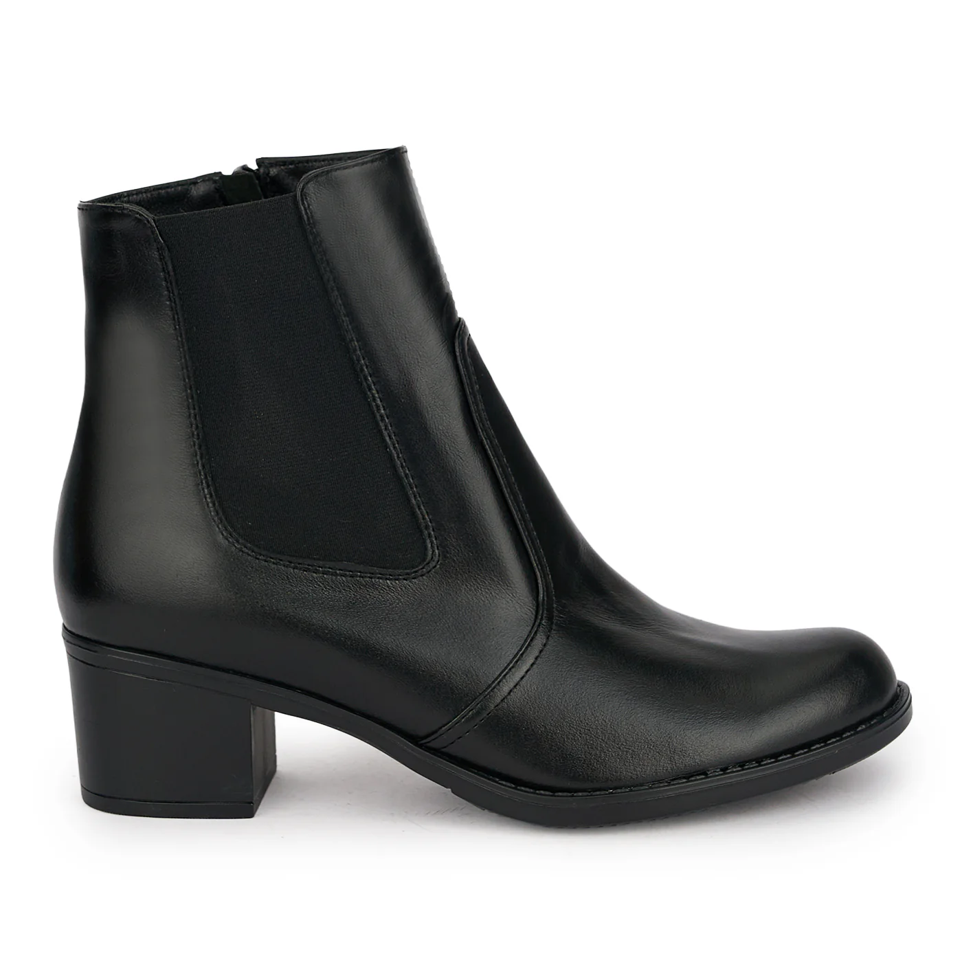 Botine dama din piele naturala neagra cu toc gros 5 cm 18946