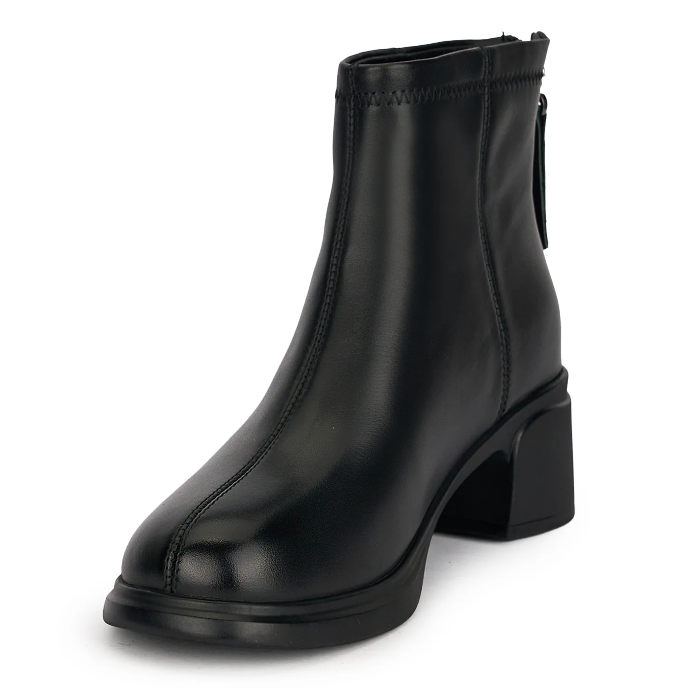 Botine dama din piele naturala neagra cu toc gros 5 cm 18965 - Image 3