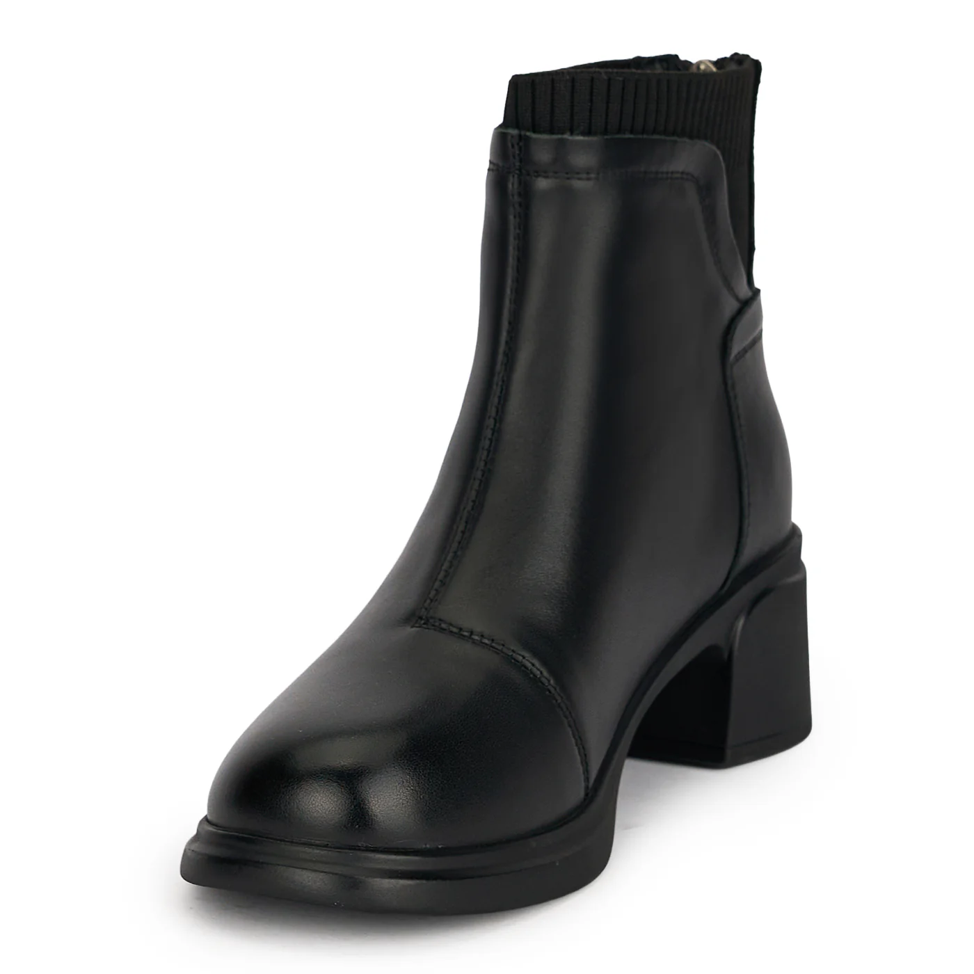Botine dama din piele naturala neagra cu toc gros 5 cm 18966 - Image 3