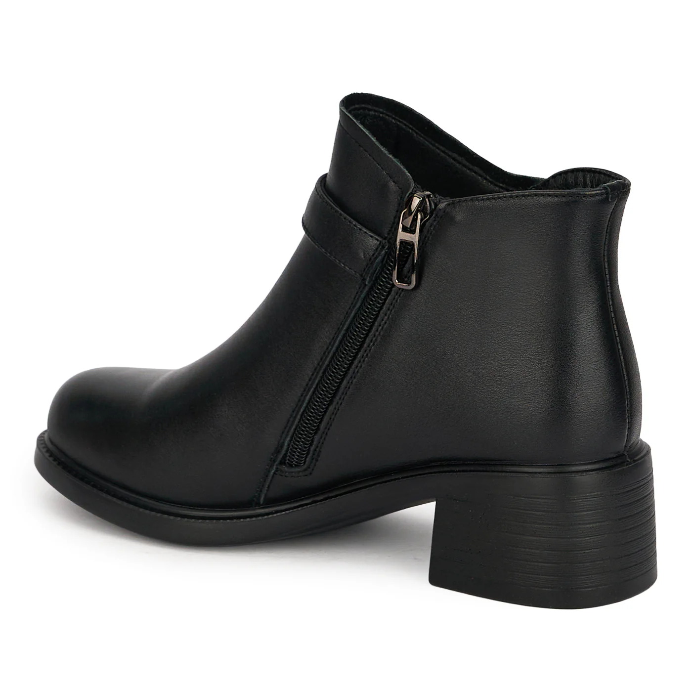 Botine dama din piele naturala neagra cu toc gros 5 cm 19013 - Image 2