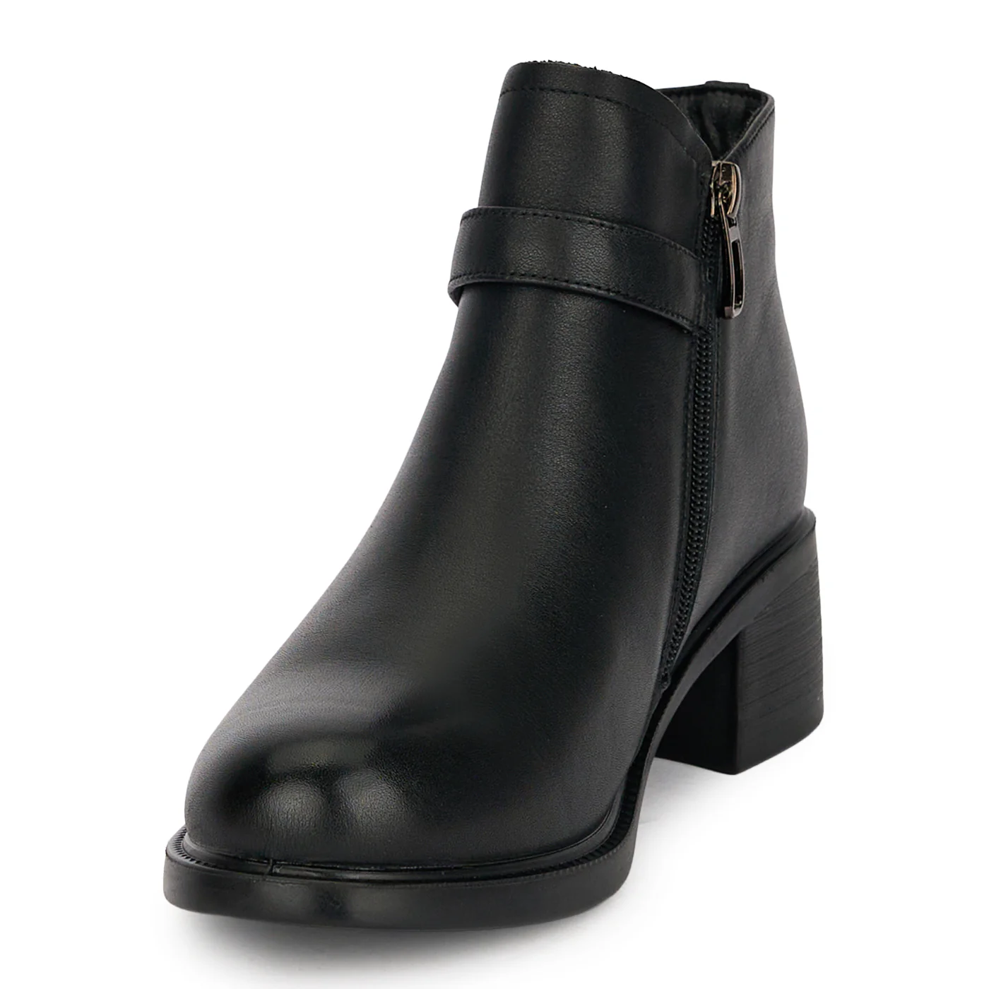 Botine dama din piele naturala neagra cu toc gros 5 cm 19013 - Image 3