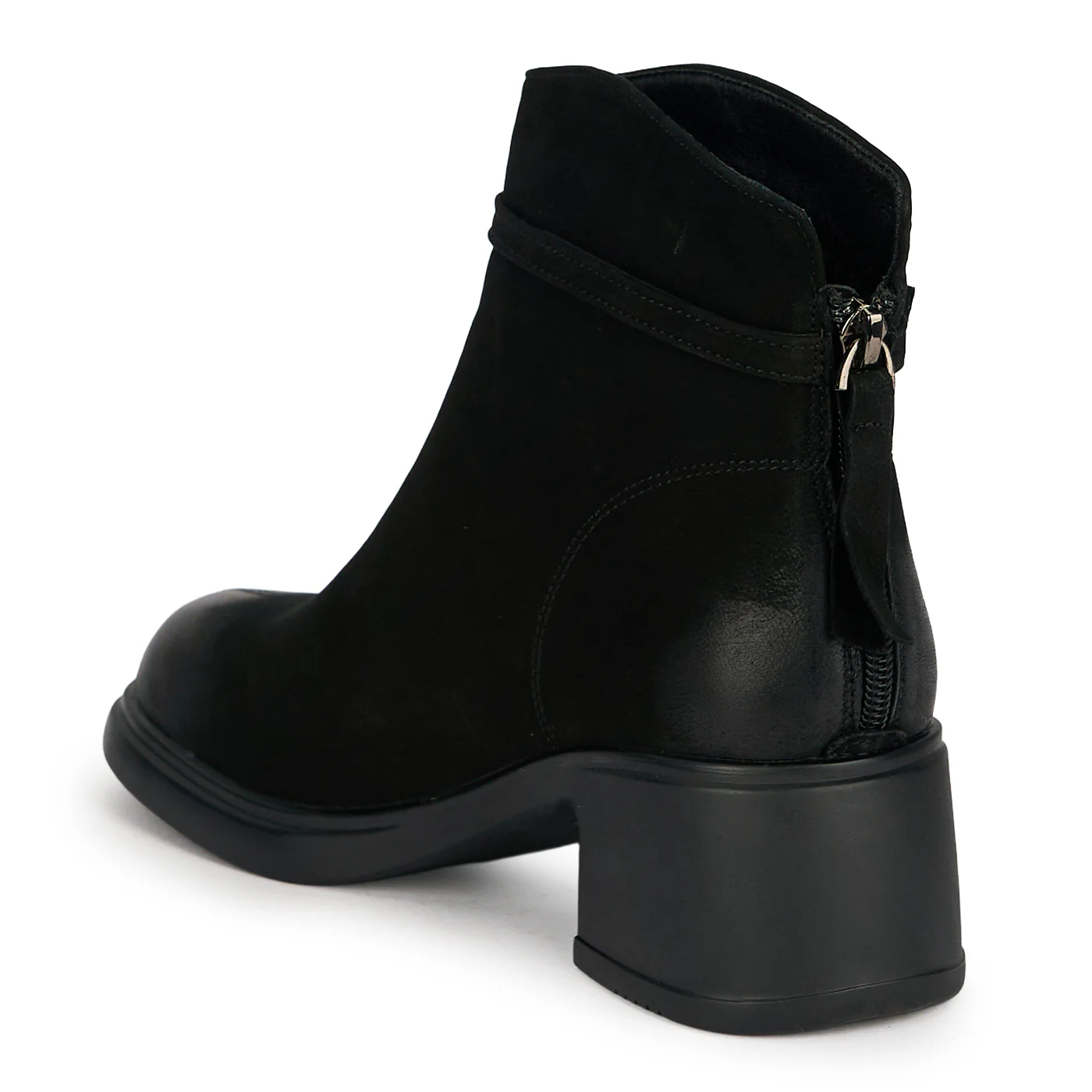 Botine dama din piele naturala neagra cu toc gros 5 cm 19029 - Image 2