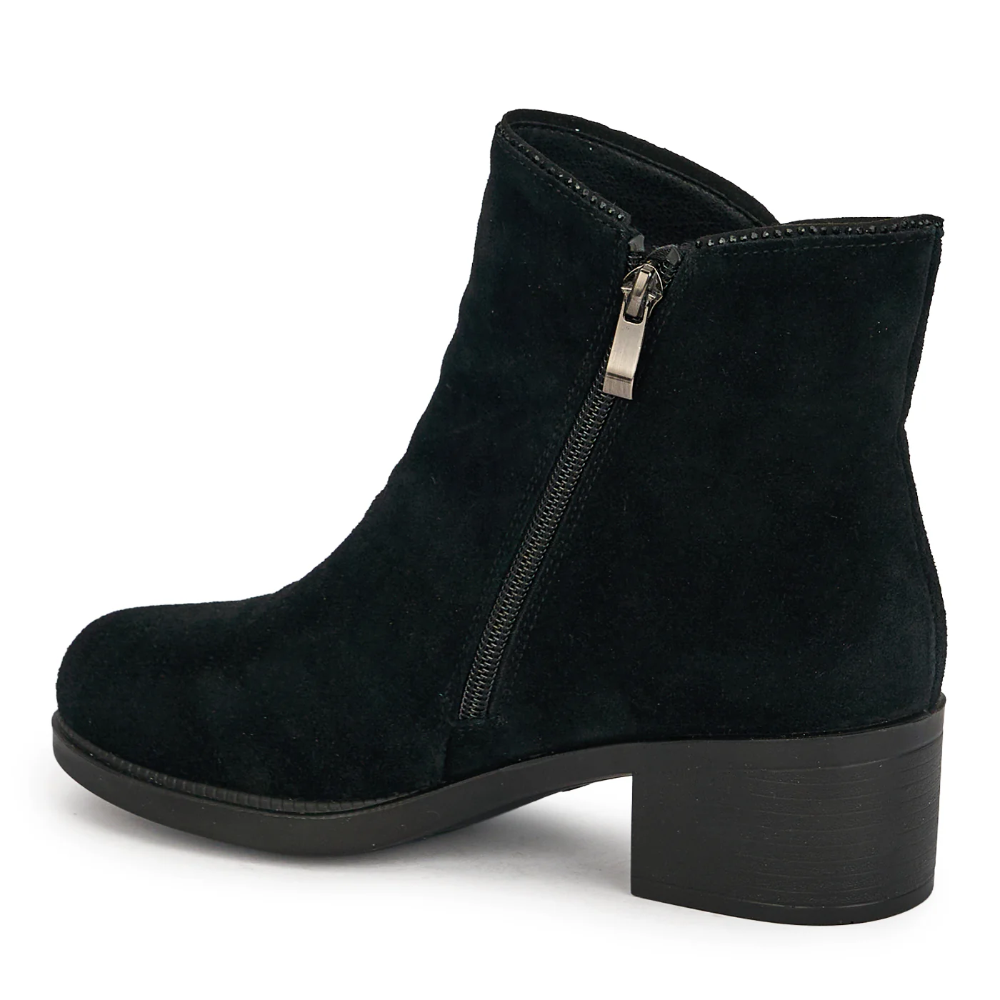Botine dama din piele naturala neagra cu toc gros 5 cm 19053 - Image 2