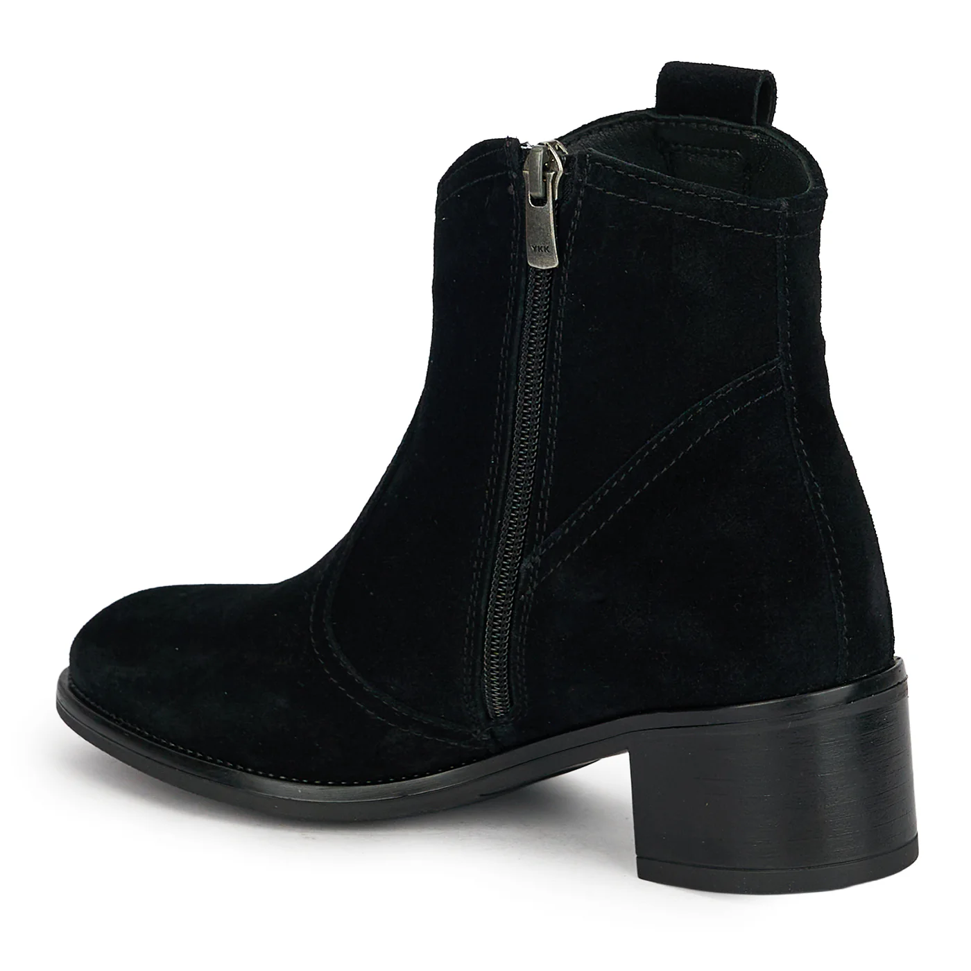 Botine dama din piele naturala neagra cu toc gros 5 cm 19068 - Image 2