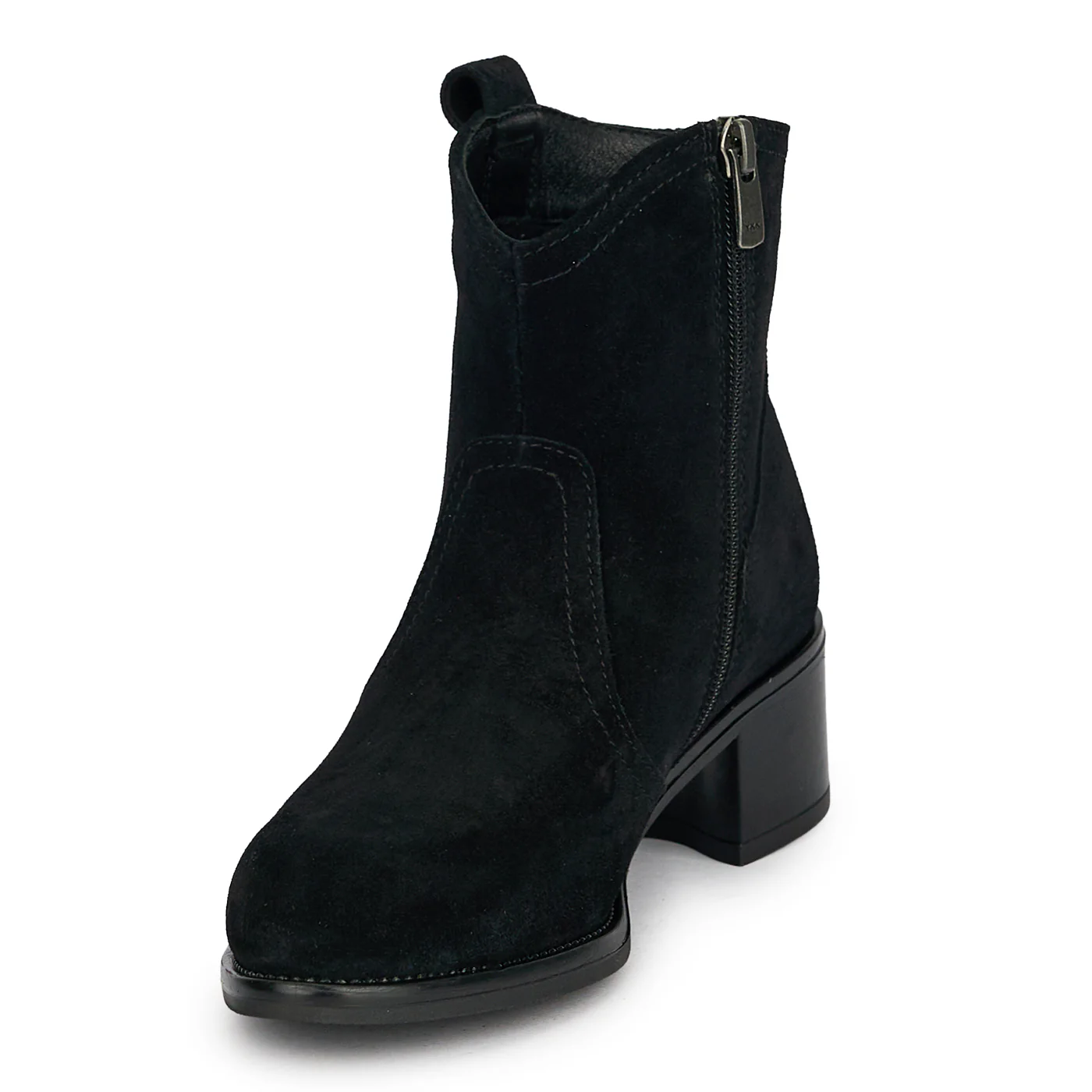 Botine dama din piele naturala neagra cu toc gros 5 cm 19068 - Image 3