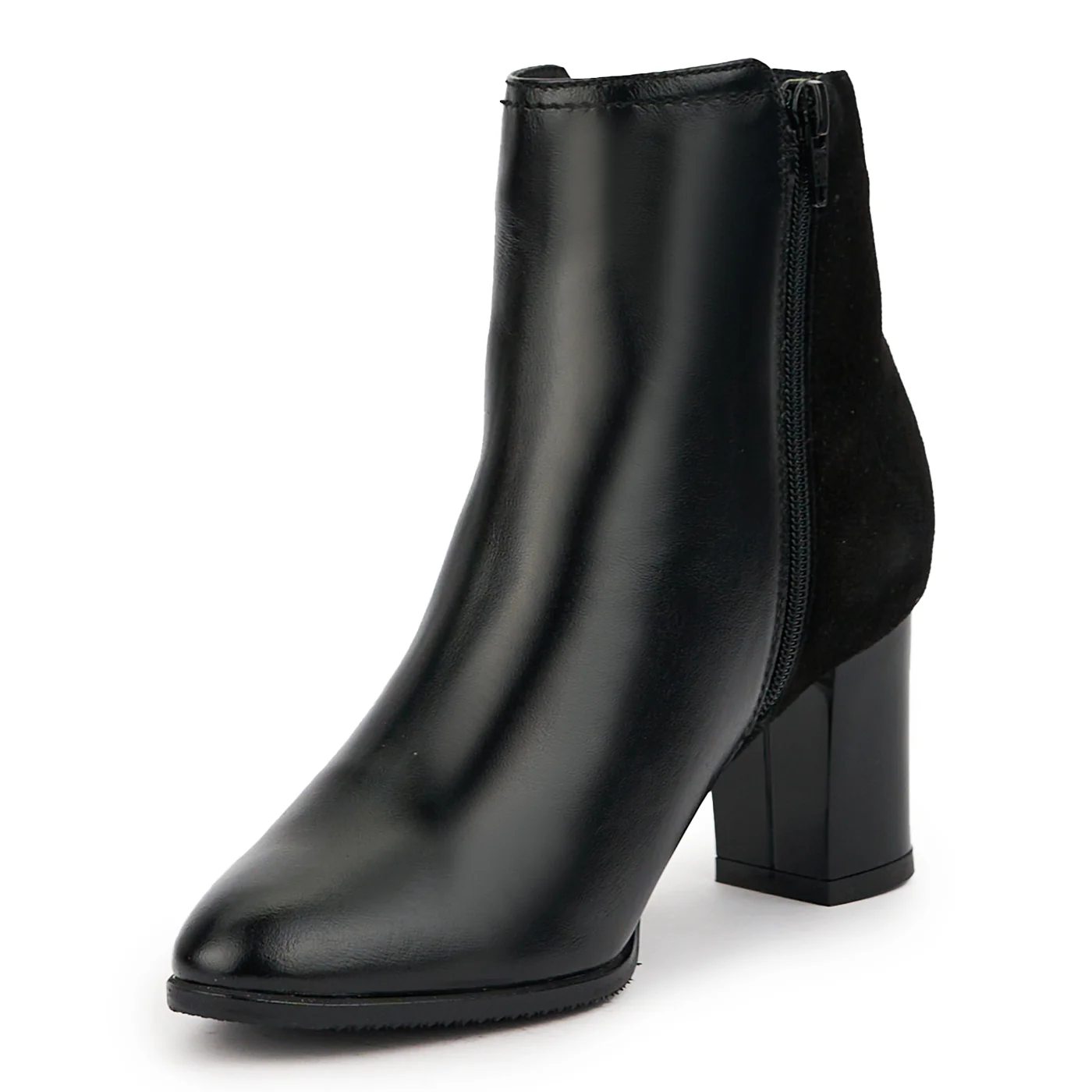 Botine dama din piele naturala neagra cu toc gros 6.5 cm 14750 - Image 3