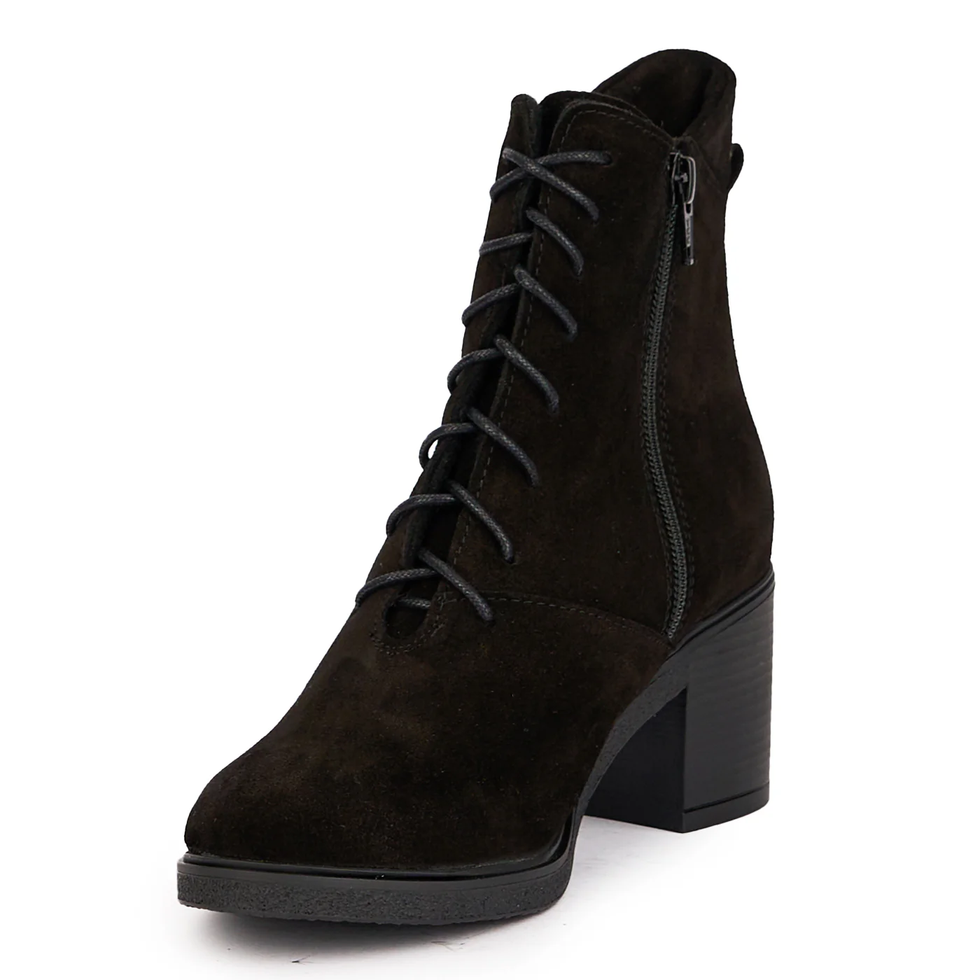 Botine dama din piele naturala neagra cu toc gros 6.5 cm 17130 - Image 3
