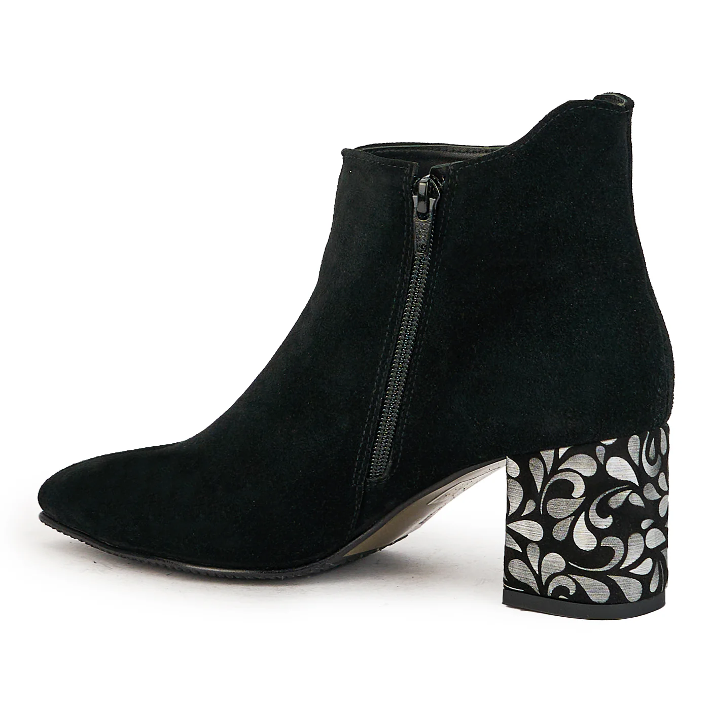 Botine dama din piele naturala neagra cu toc gros 6.5 cm 17337 - Image 2