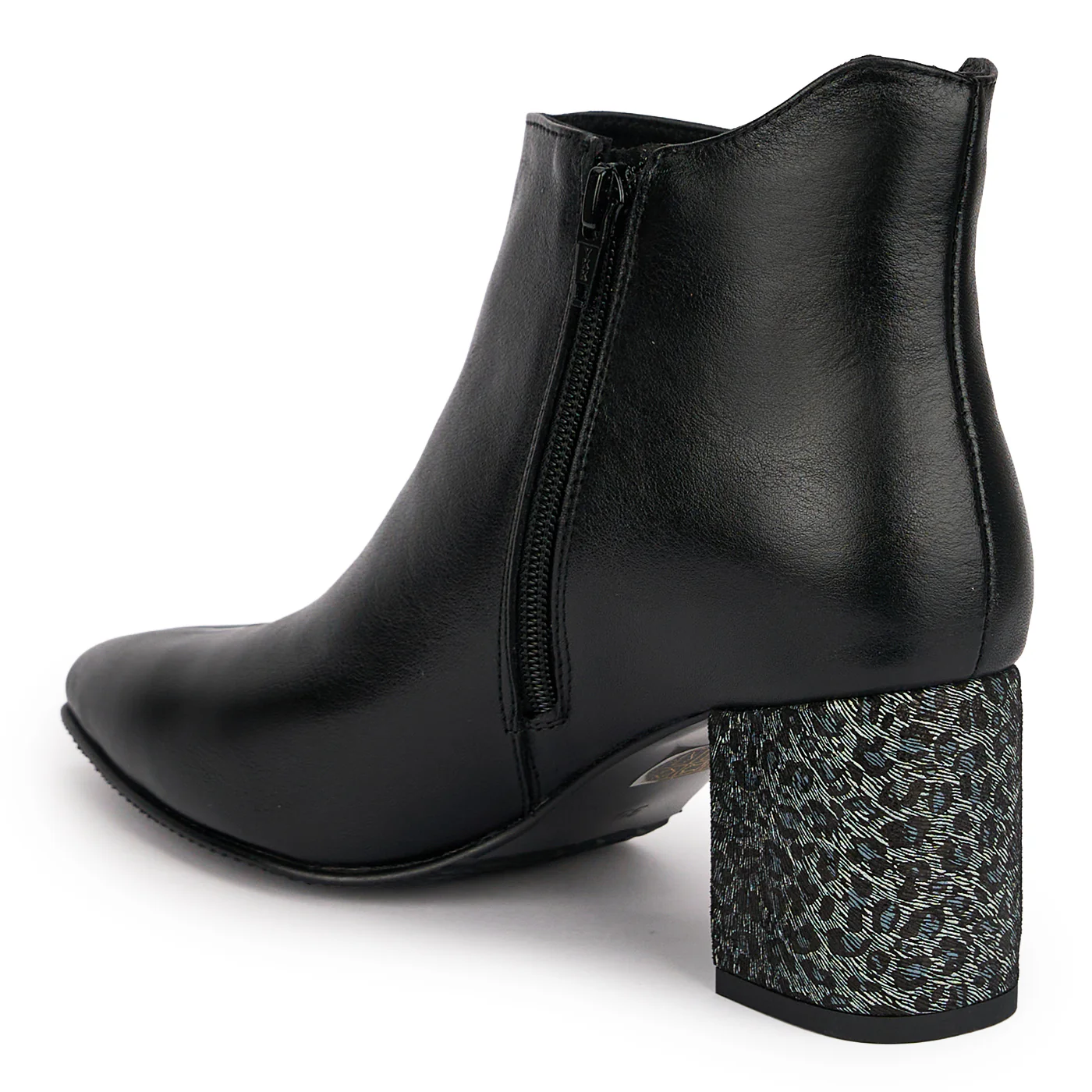 Botine dama din piele naturala neagra cu toc gros 6.5 cm 18851 - Image 2