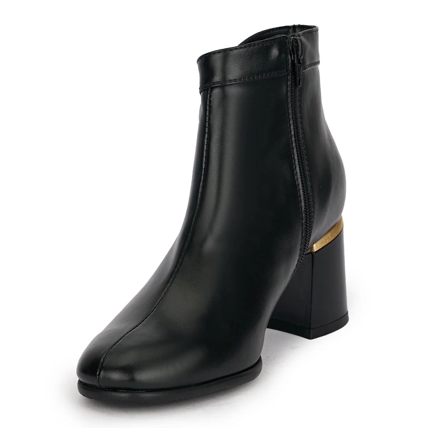 Botine dama din piele naturala neagra cu toc gros 6.5 cm 18916 - Image 3