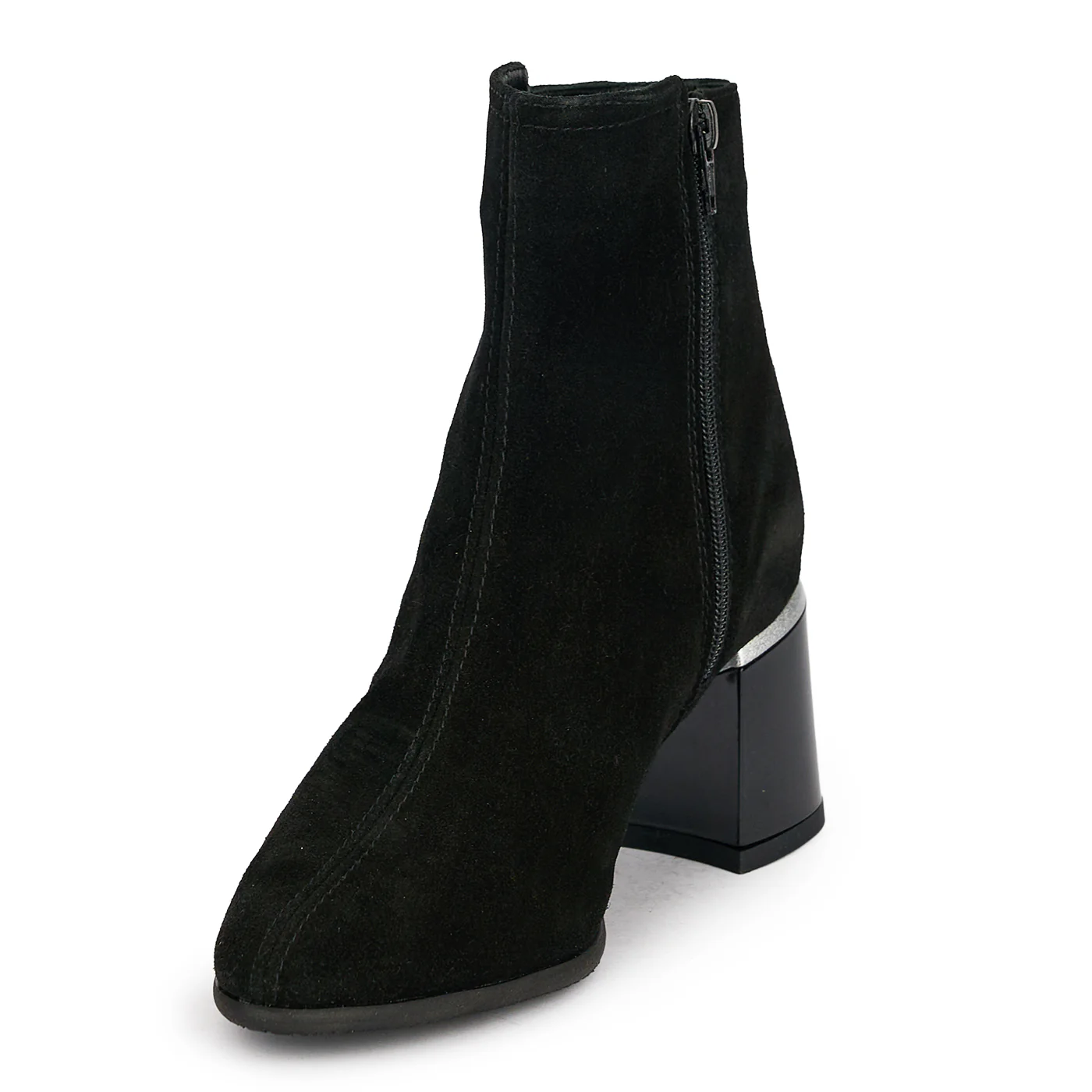 Botine dama din piele naturala neagra cu toc gros 6.5 cm 18920 - Image 3