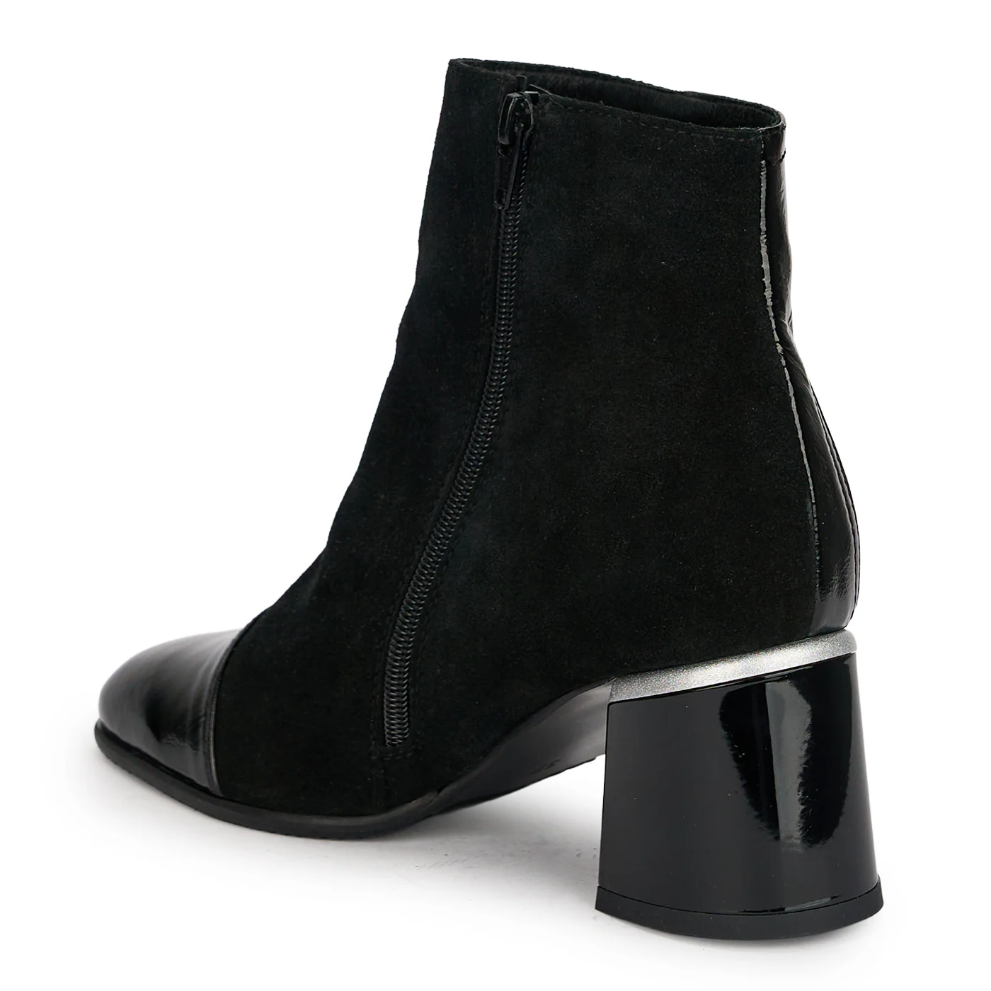 Botine dama din piele naturala neagra cu toc gros 6.5 cm 18923 - Image 2