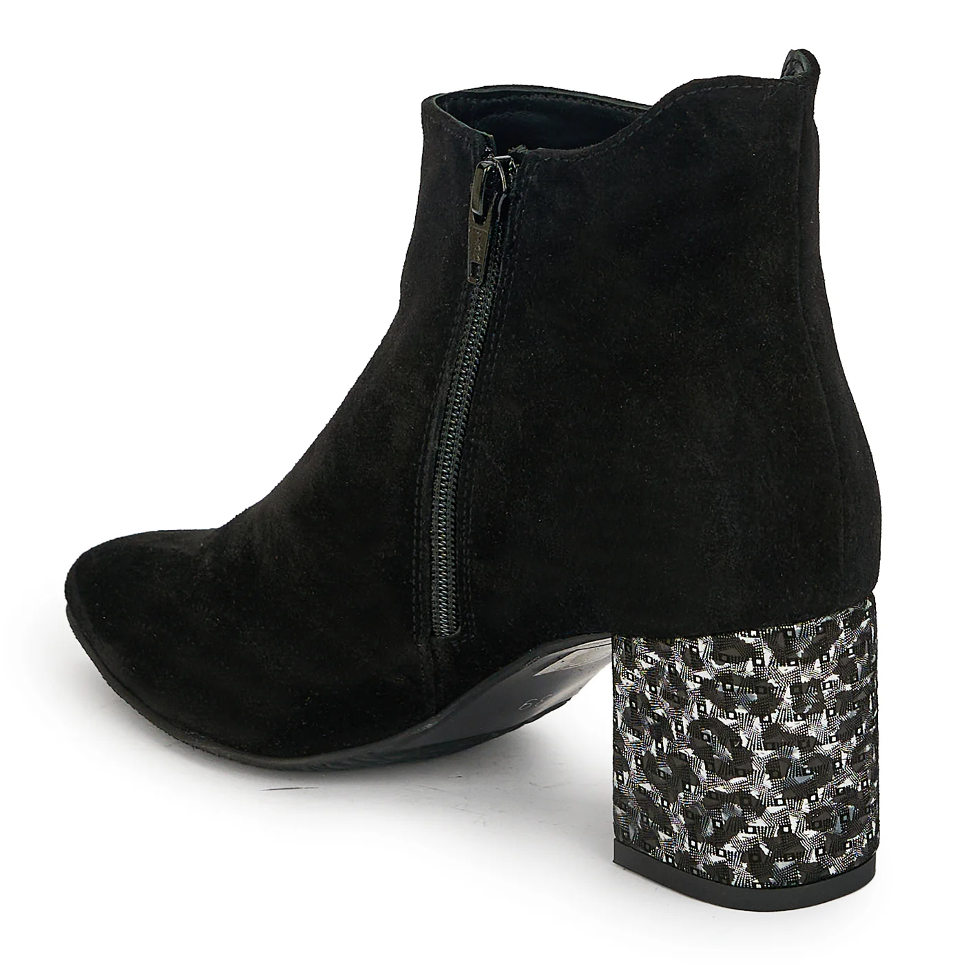 Botine dama din piele naturala neagra cu toc gros 6.5 cm 19311 - Image 2