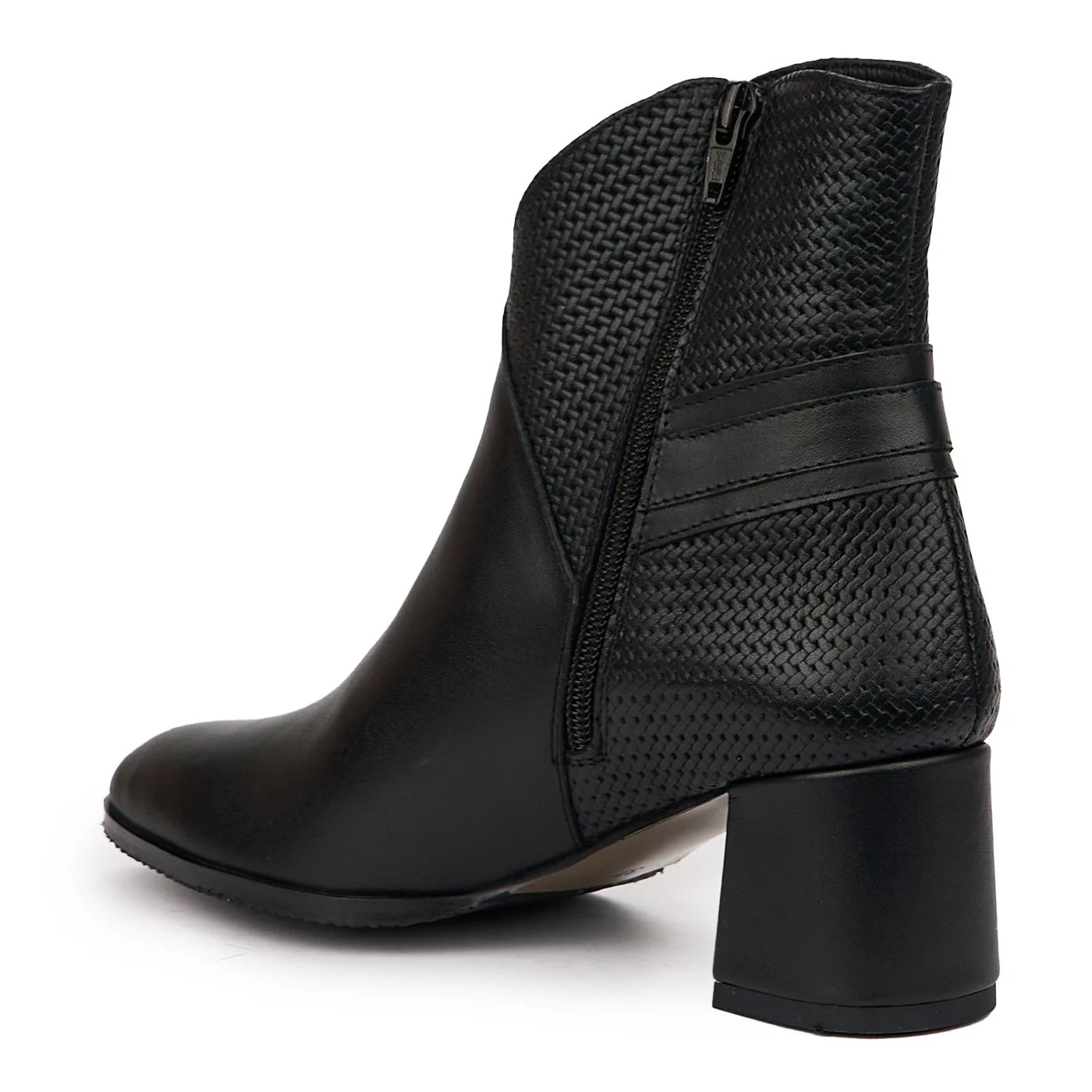 Botine dama din piele naturala neagra cu toc gros 6 cm 14261 - Image 2