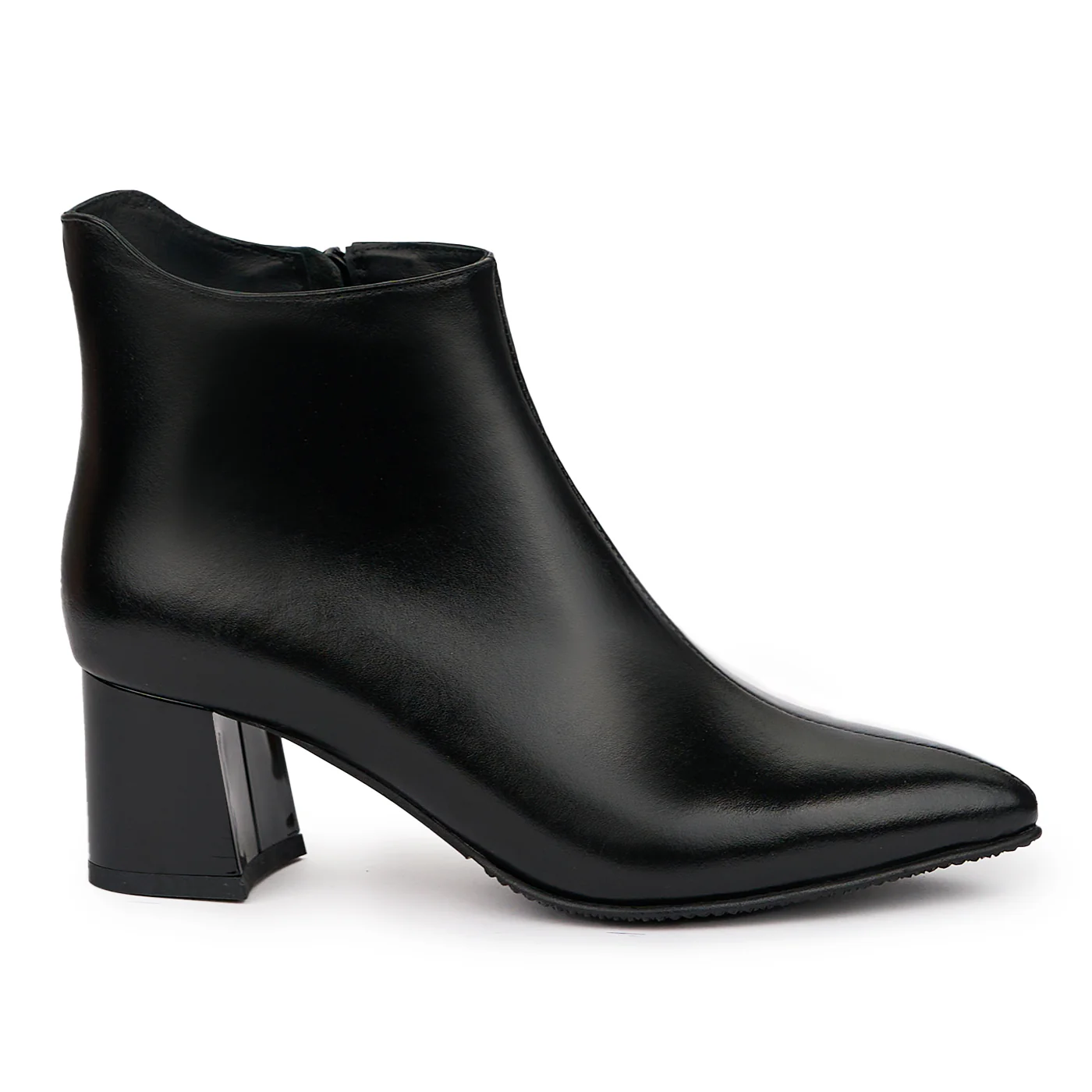 Botine dama din piele naturala neagra cu toc gros 6 cm 14322