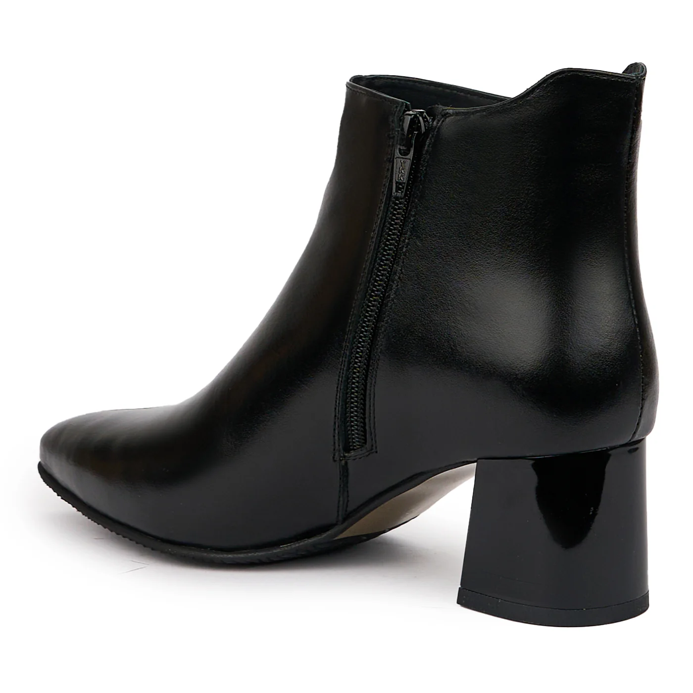 Botine dama din piele naturala neagra cu toc gros 6 cm 14322 - Image 2