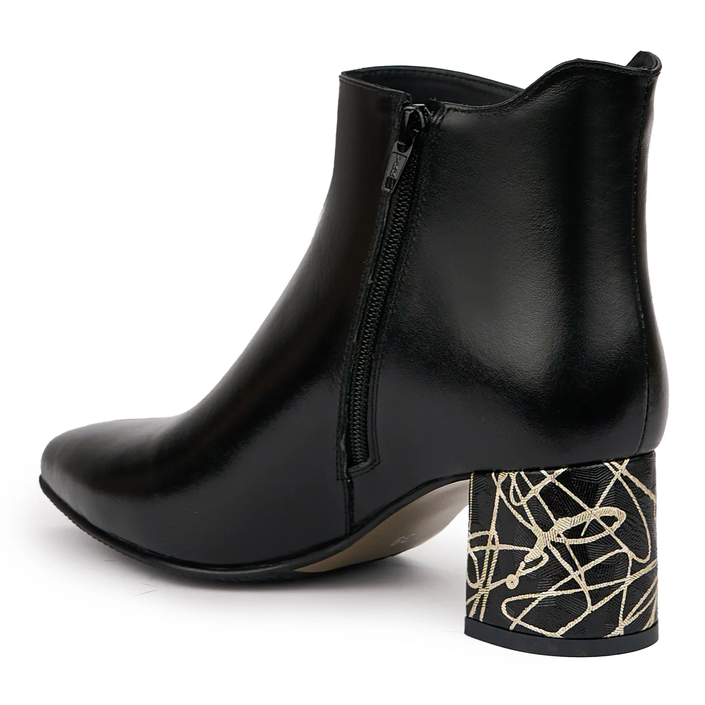 Botine dama din piele naturala neagra cu toc gros 6 cm 14324 - Image 2