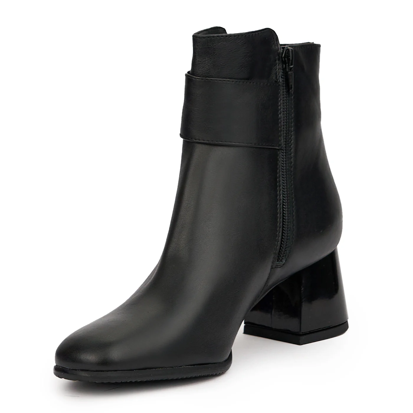 Botine dama din piele naturala neagra cu toc gros 6 cm 14550 - Image 3