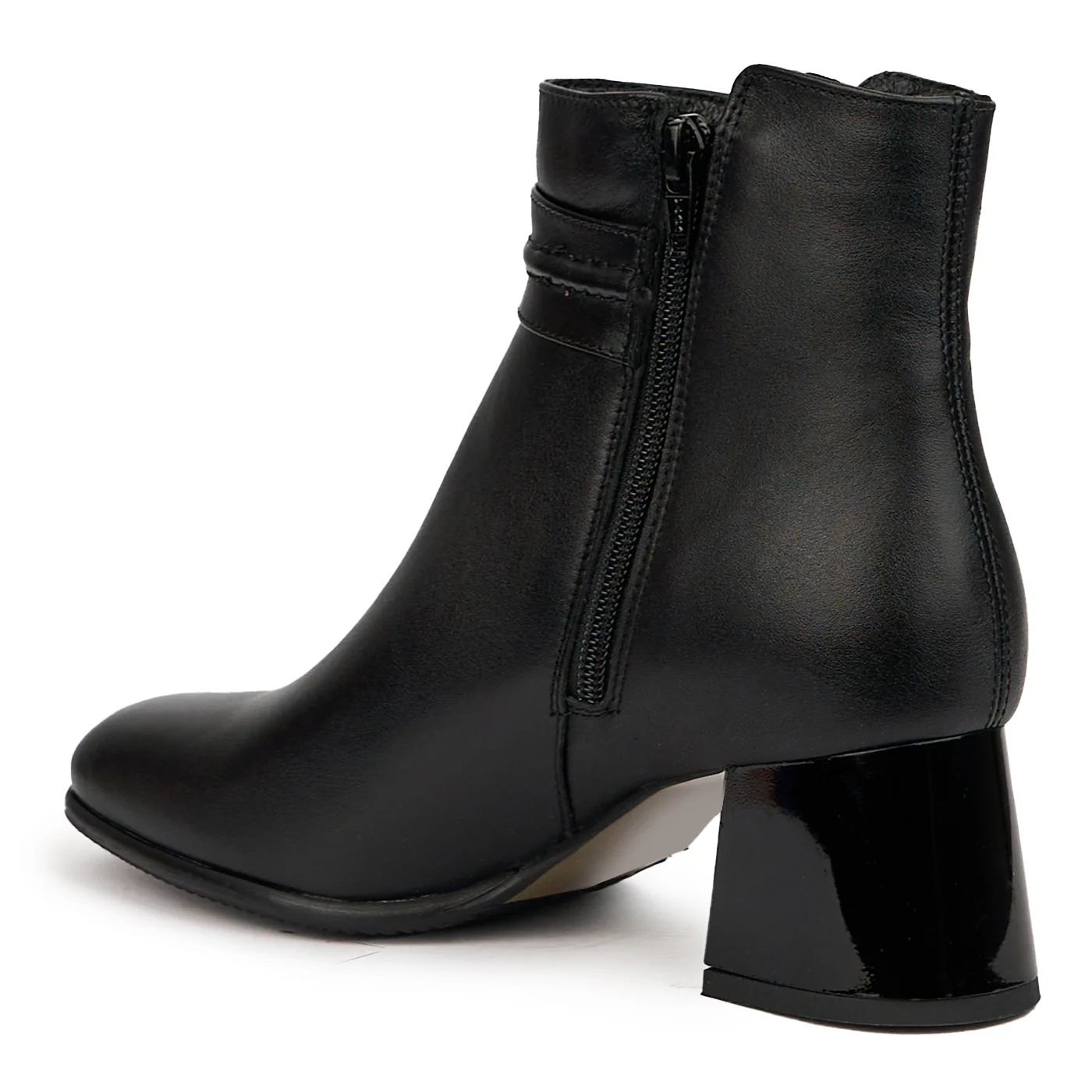 Botine dama din piele naturala neagra cu toc gros 6 cm 14556 - Image 2