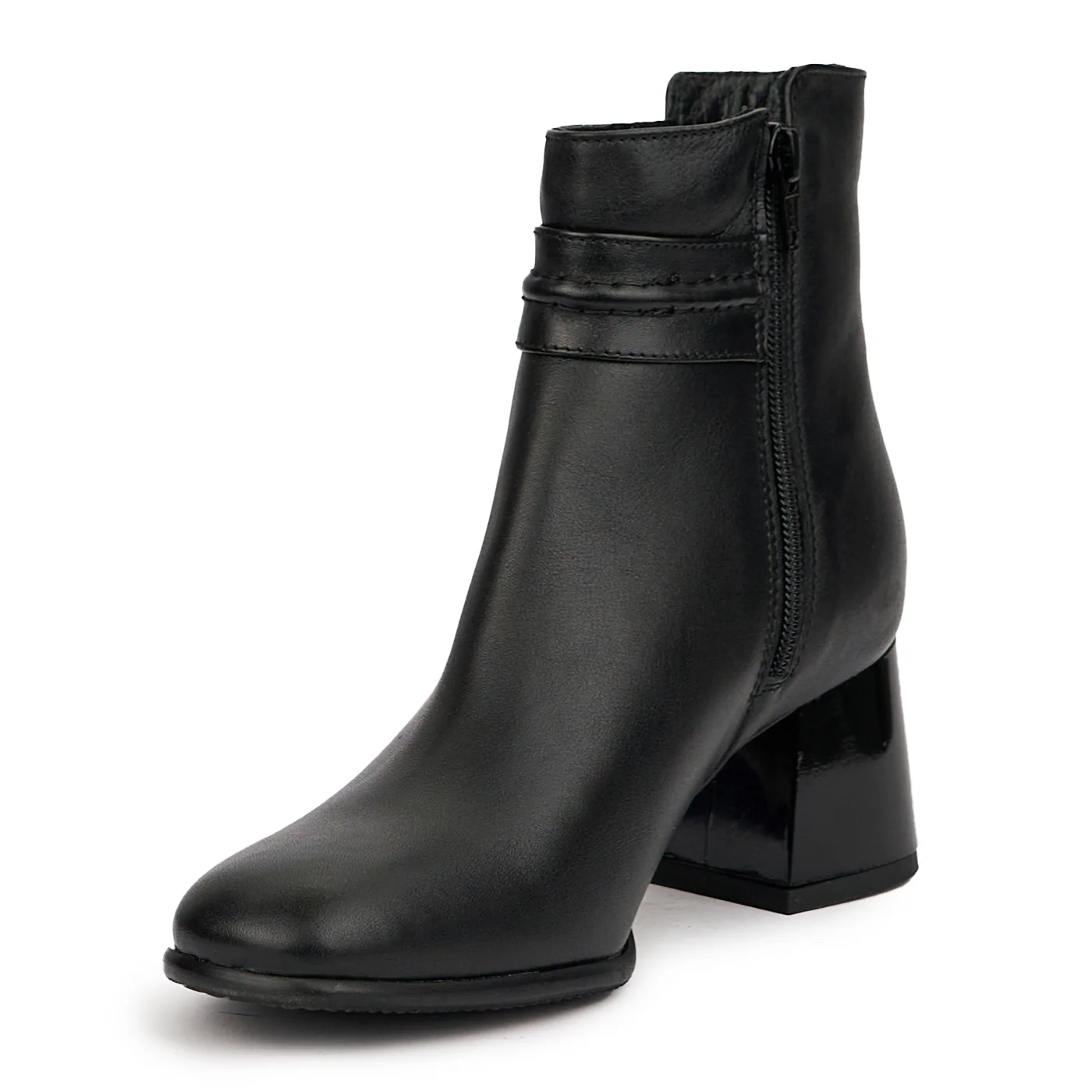 Botine dama din piele naturala neagra cu toc gros 6 cm 14556 - Image 3