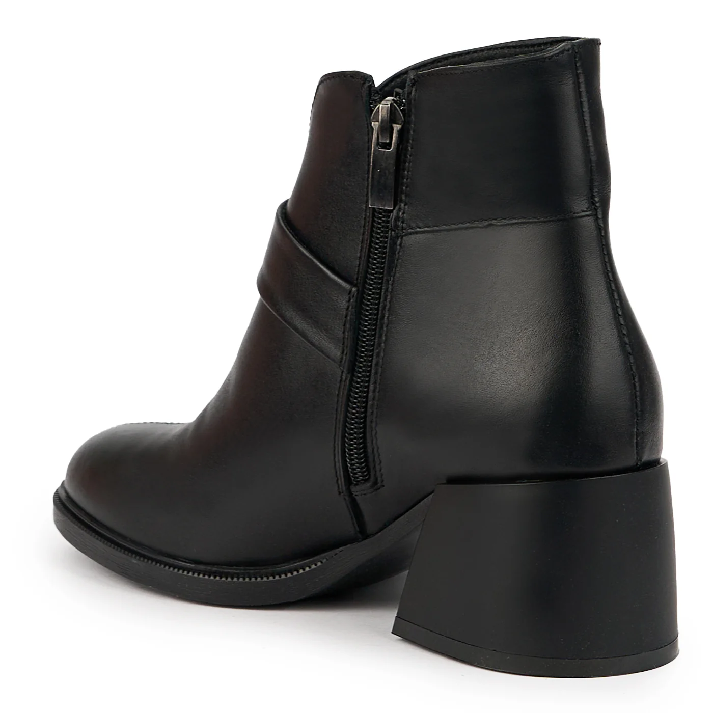Botine dama din piele naturala neagra cu toc gros 6 cm 14705 - Image 2