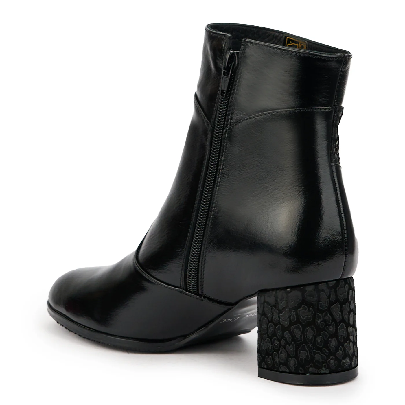 Botine dama din piele naturala neagra cu toc gros 6 cm 14759 - Image 2
