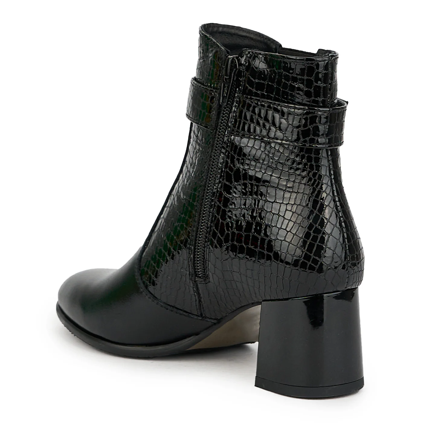 Botine dama din piele naturala neagra cu toc gros 6 cm 14938 - Image 2