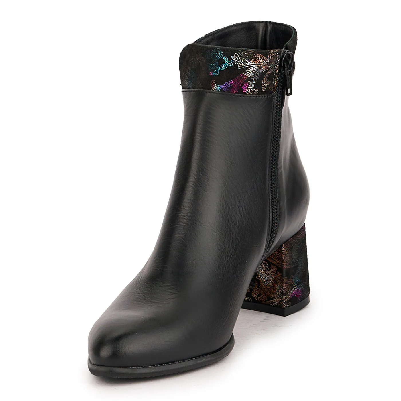 Botine dama din piele naturala neagra cu toc gros 6 cm 16807 - Image 3