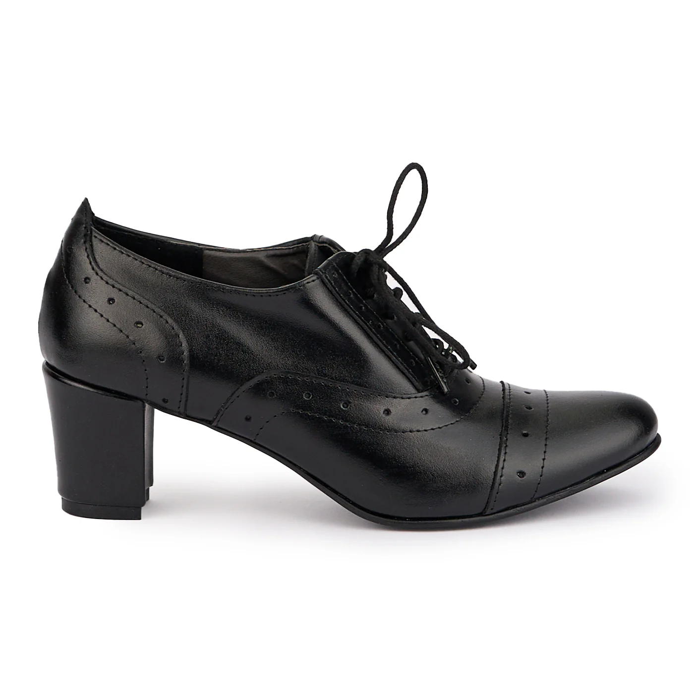 Botine dama din piele naturala neagra cu toc gros 6 cm 16818