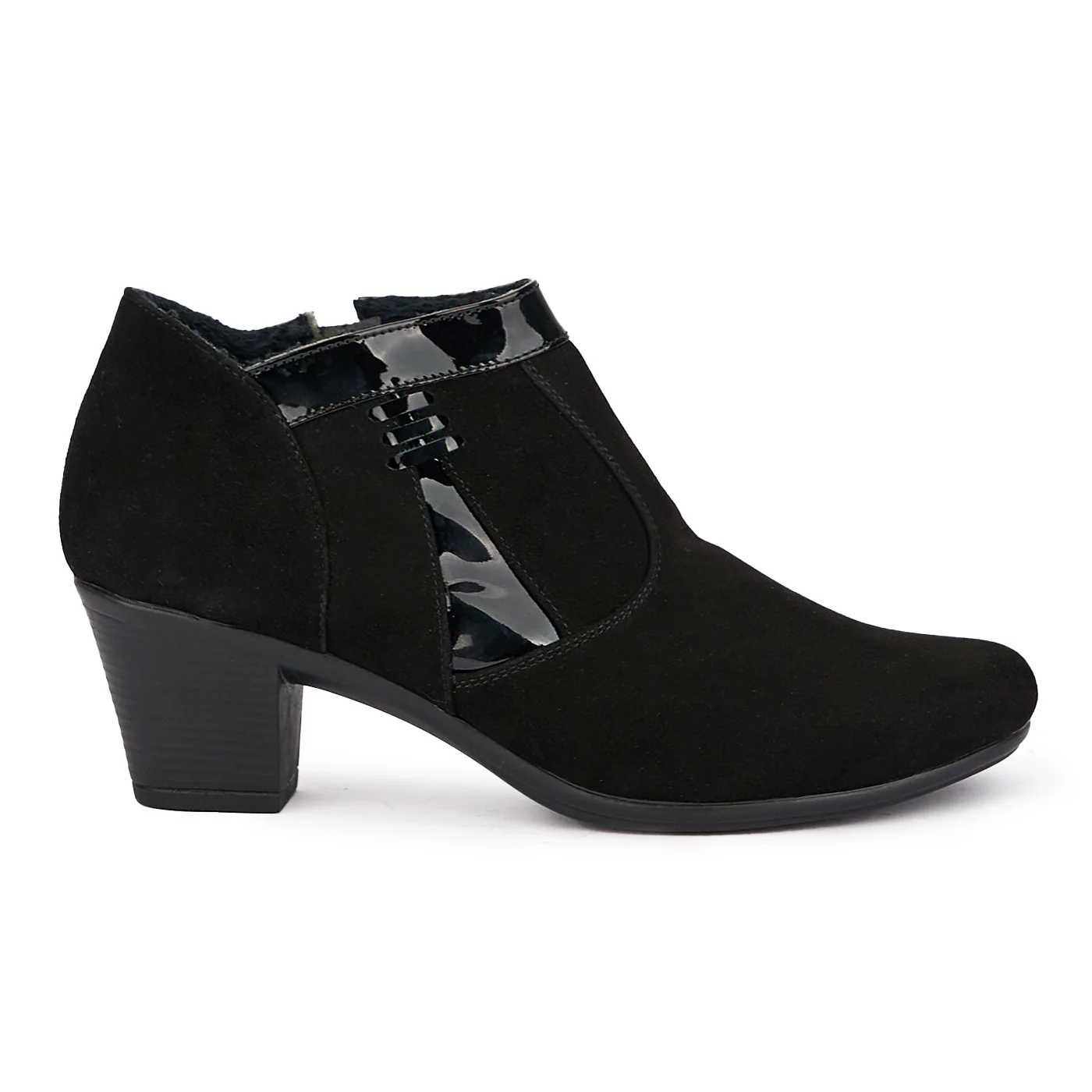 Botine dama din piele naturala neagra cu toc gros 6 cm 17052