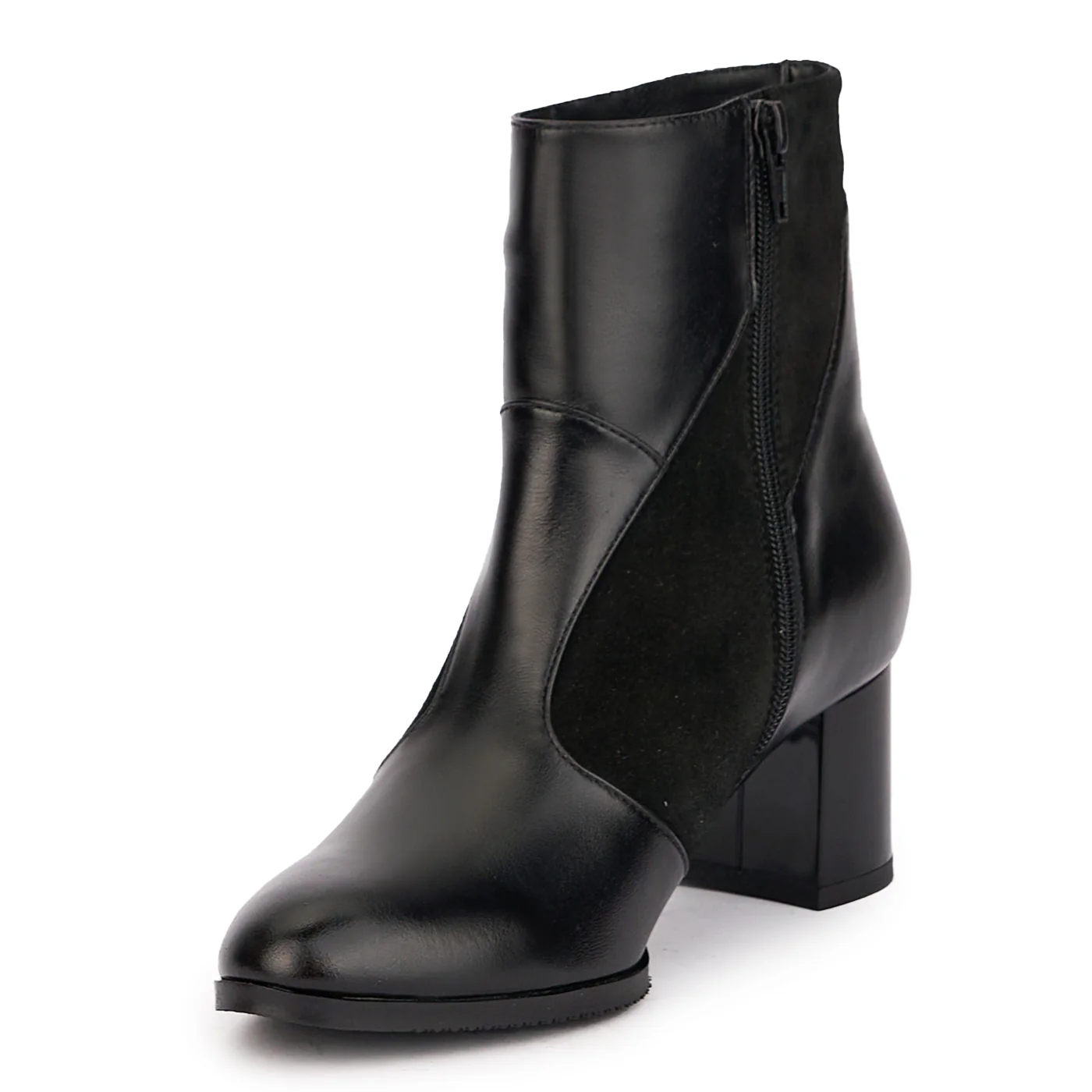 Botine dama din piele naturala neagra cu toc gros 6 cm 17078 - Image 3