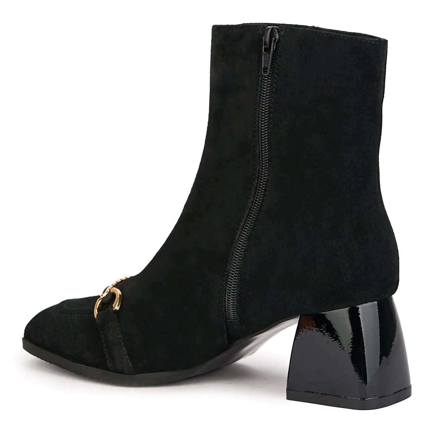 Botine dama din piele naturala neagra cu toc gros 6 cm 17088 - Image 2