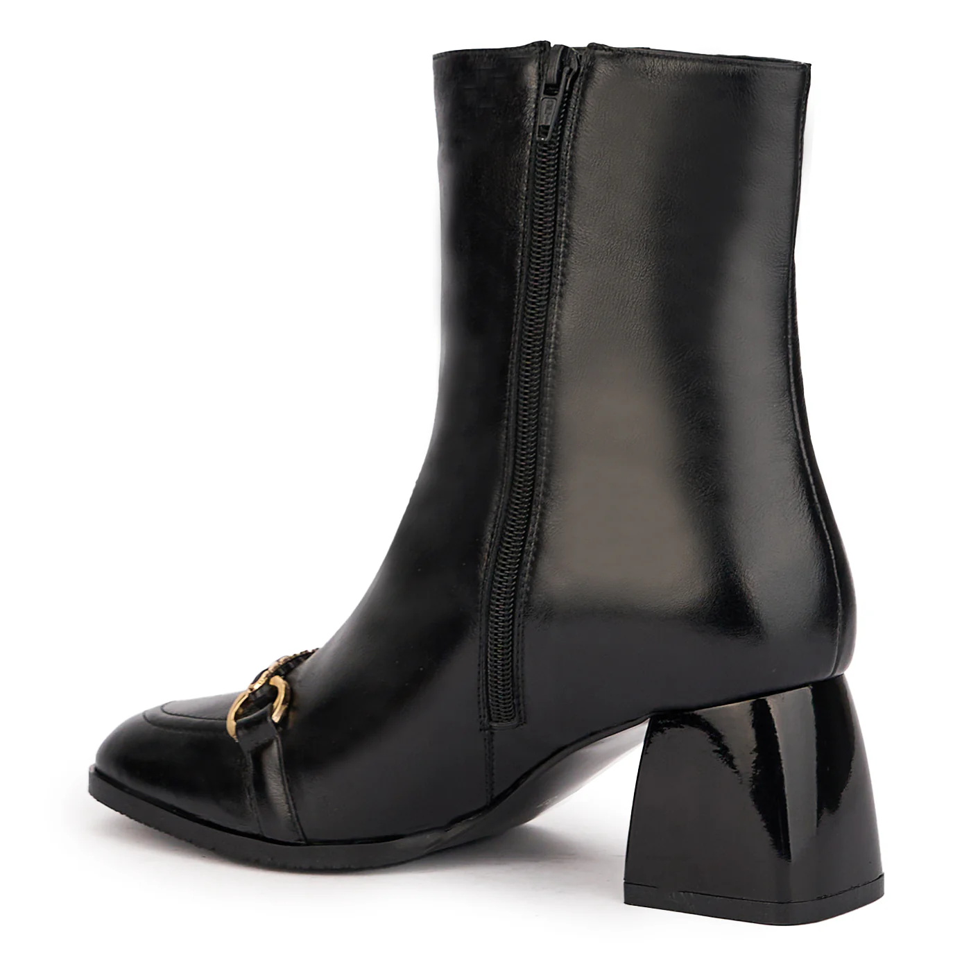 Botine dama din piele naturala neagra cu toc gros 6 cm 17090 - Image 2