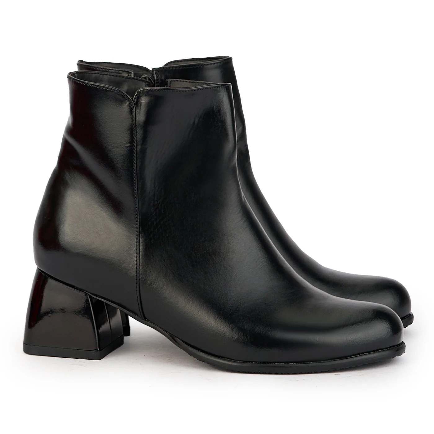 Botine dama din piele naturala neagra cu toc gros 6 cm 17303 - Image 4