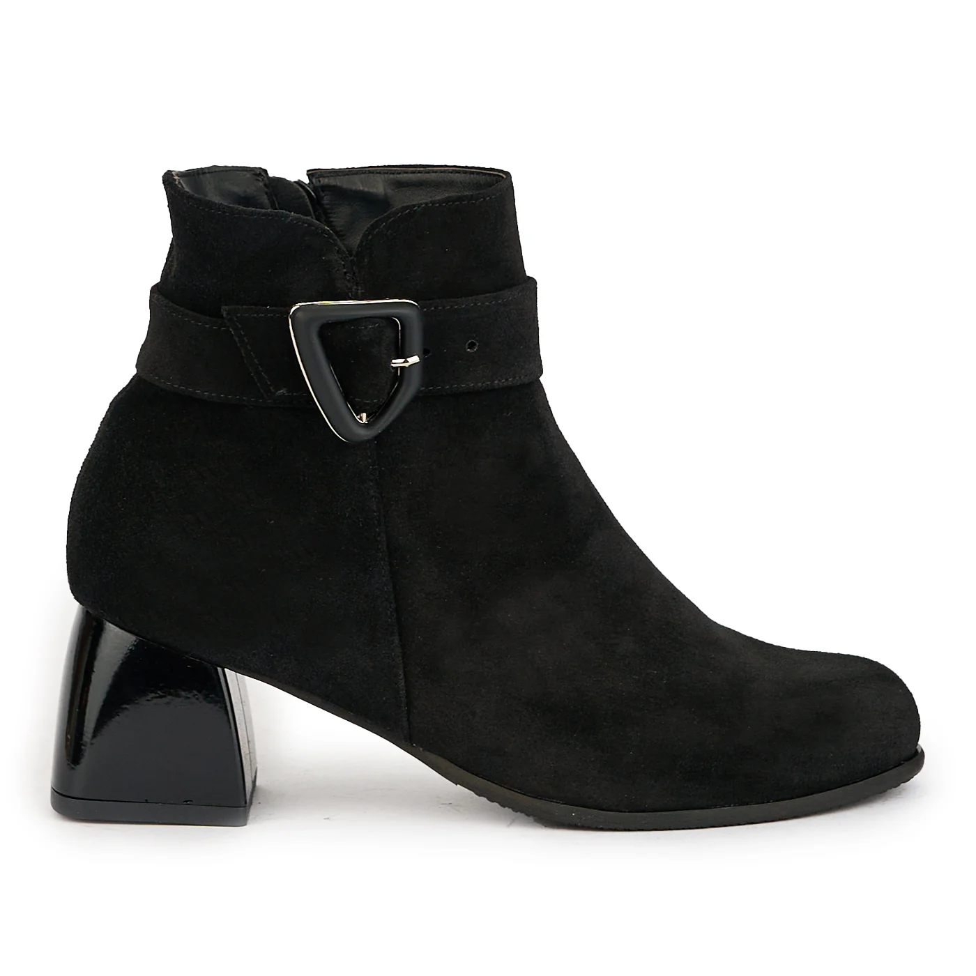 Botine dama din piele naturala neagra cu toc gros 6 cm 17346