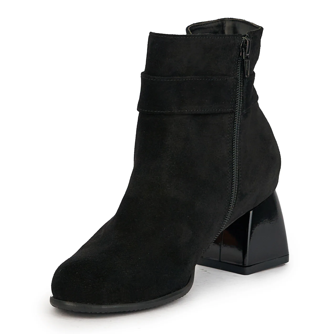 Botine dama din piele naturala neagra cu toc gros 6 cm 17346 - Image 3