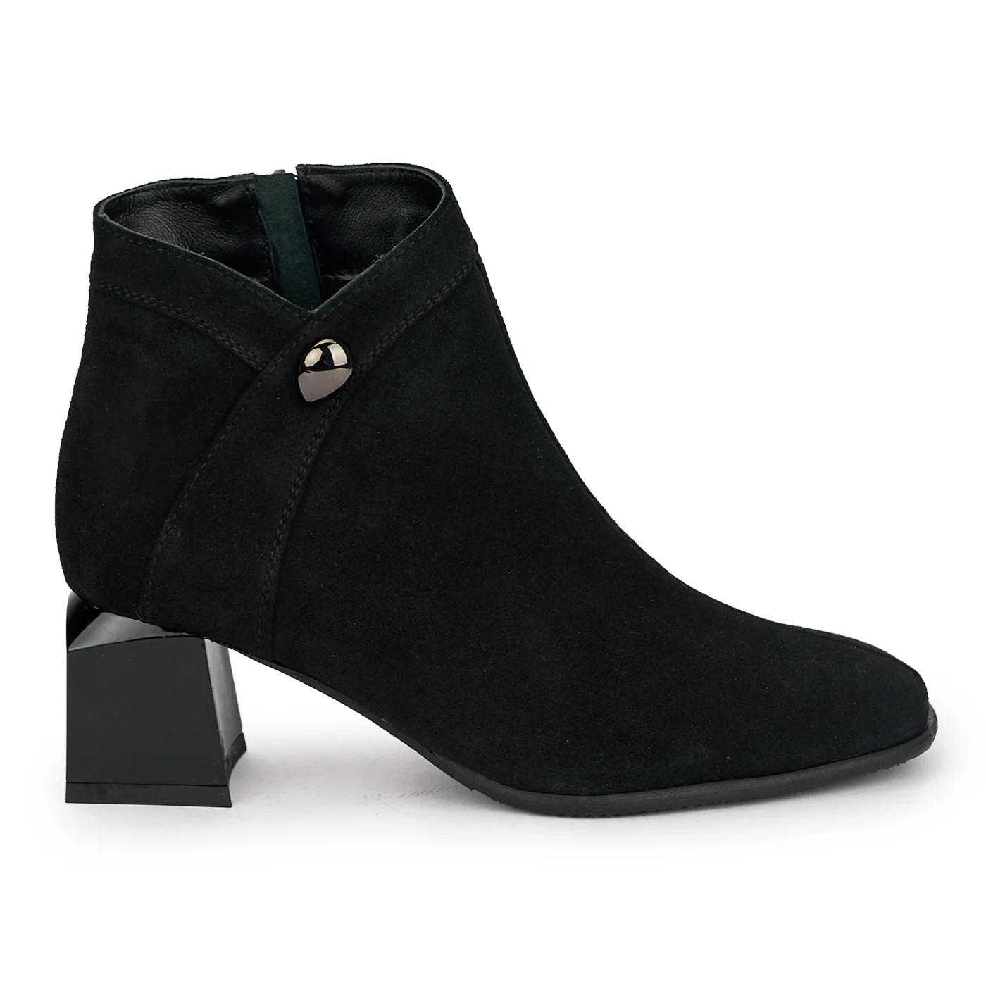 Botine dama din piele naturala neagra cu toc gros 6 cm 18927
