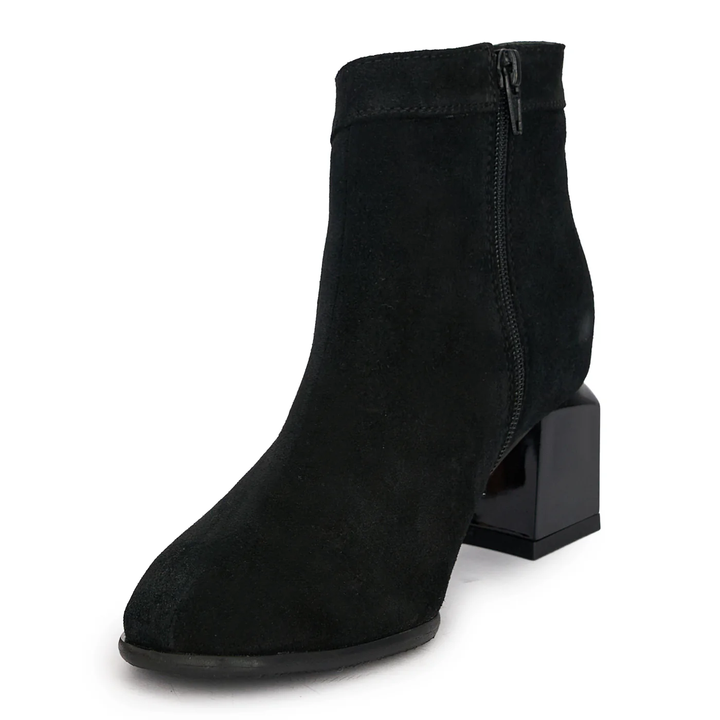 Botine dama din piele naturala neagra cu toc gros 6 cm 18927 - Image 3