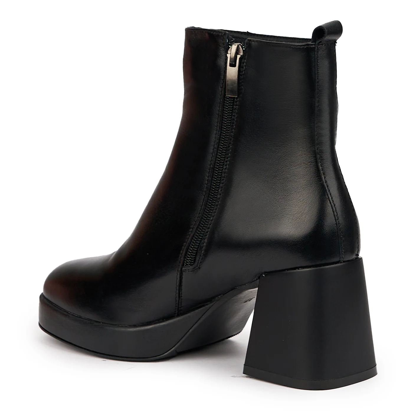 Botine dama din piele naturala neagra cu toc gros 7.5 cm 14531 - Image 2