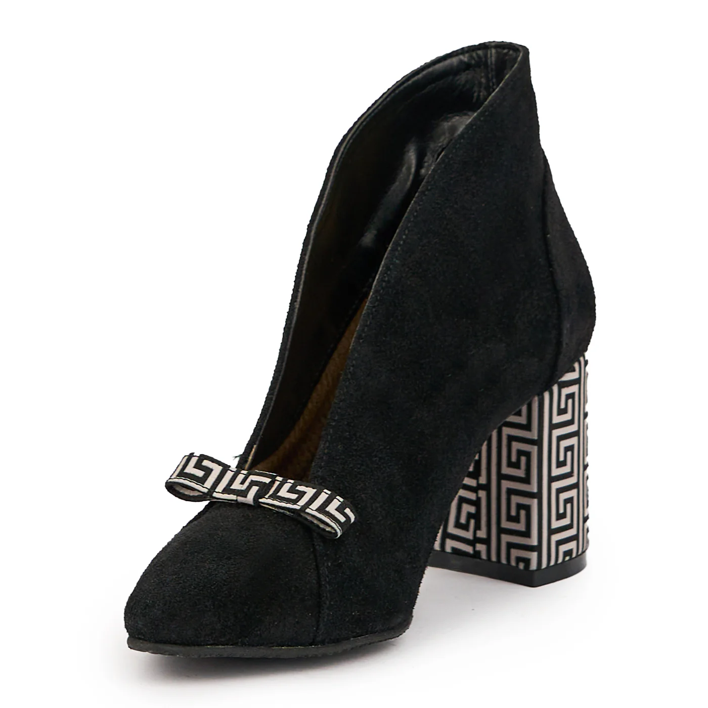 Botine dama din piele naturala neagra cu toc gros 7.5 cm 14729 - Image 3