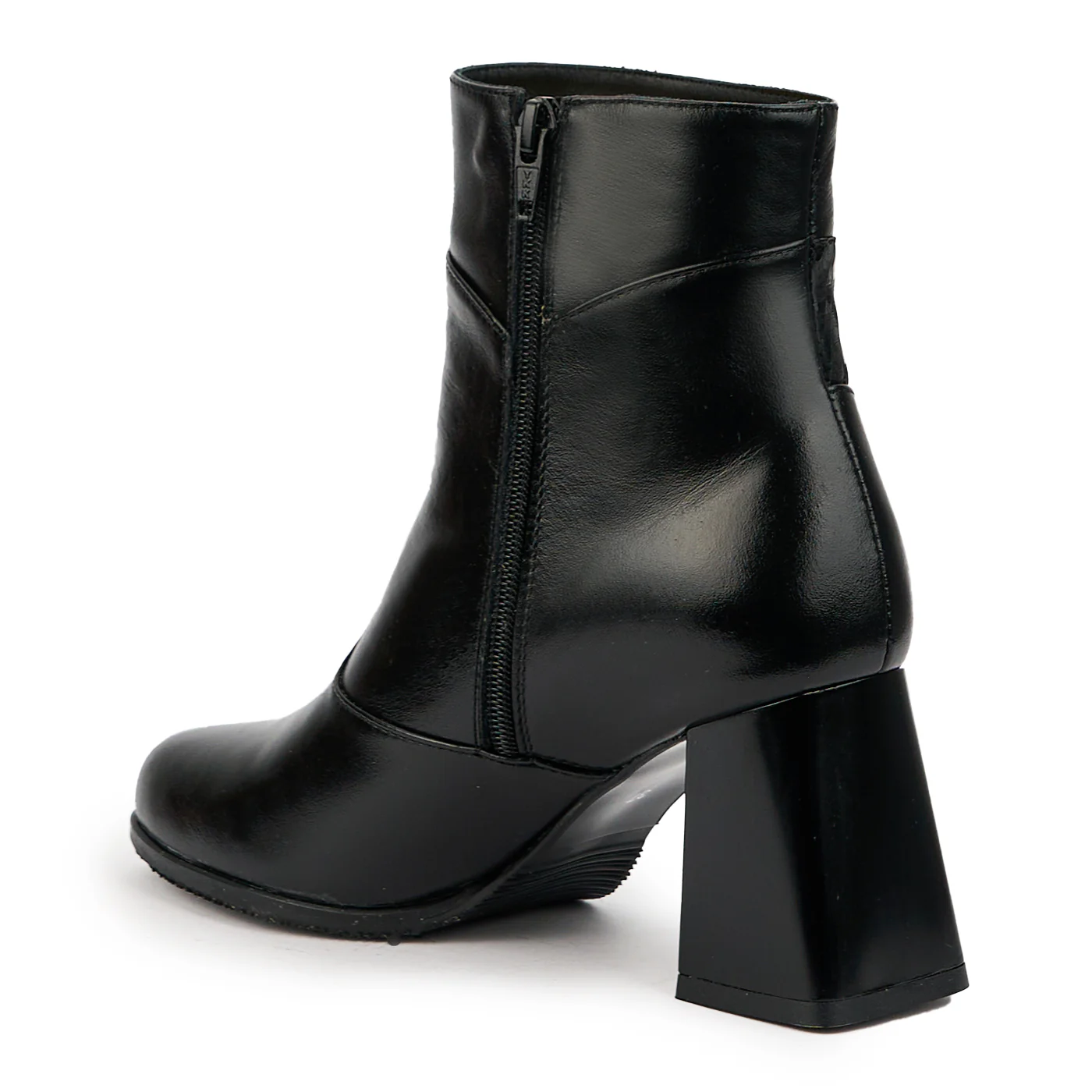 Botine dama din piele naturala neagra cu toc gros 7.5 cm 14757 - Image 2