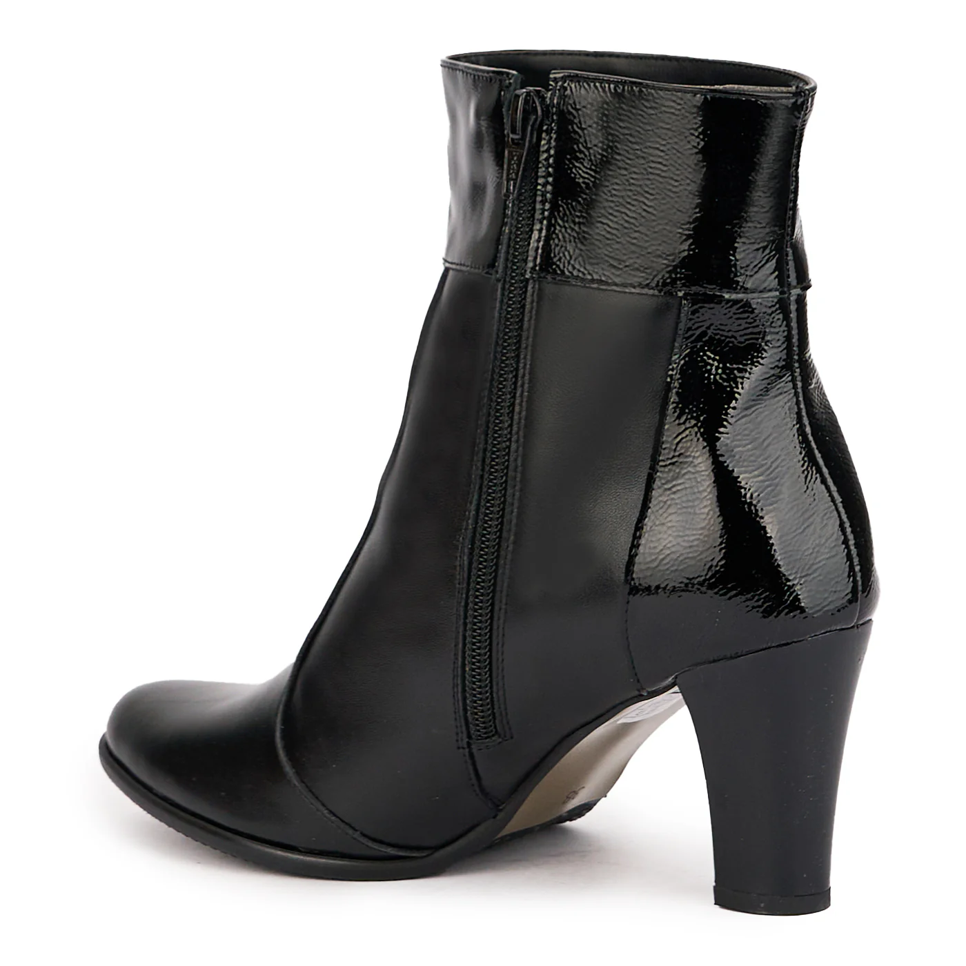 Botine dama din piele naturala neagra cu toc gros 7.5 cm 17050 - Image 2