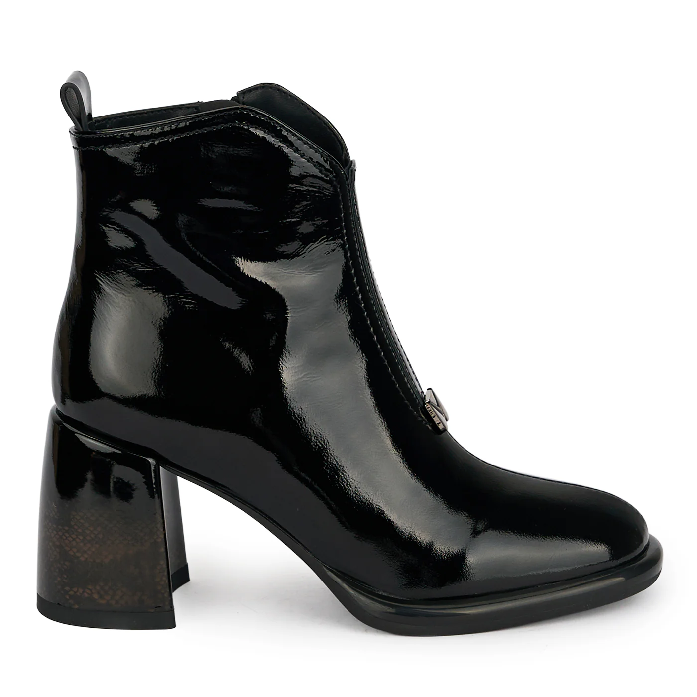 Botine dama din piele naturala neagra cu toc gros 7.5 cm 18996