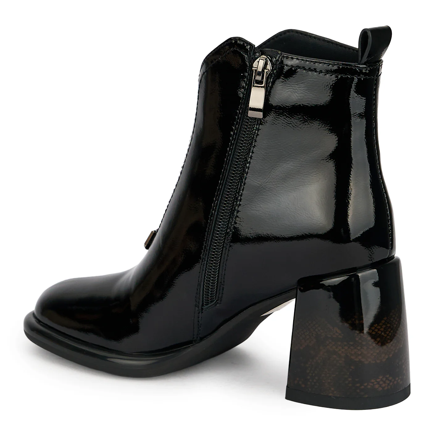 Botine dama din piele naturala neagra cu toc gros 7.5 cm 18996 - Image 2