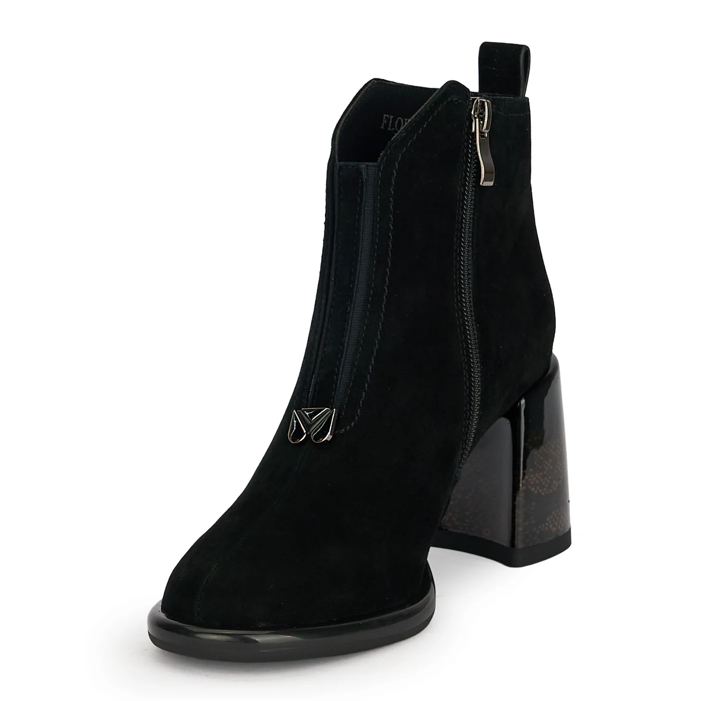 Botine dama din piele naturala neagra cu toc gros 7.5 cm 18997 - Image 3